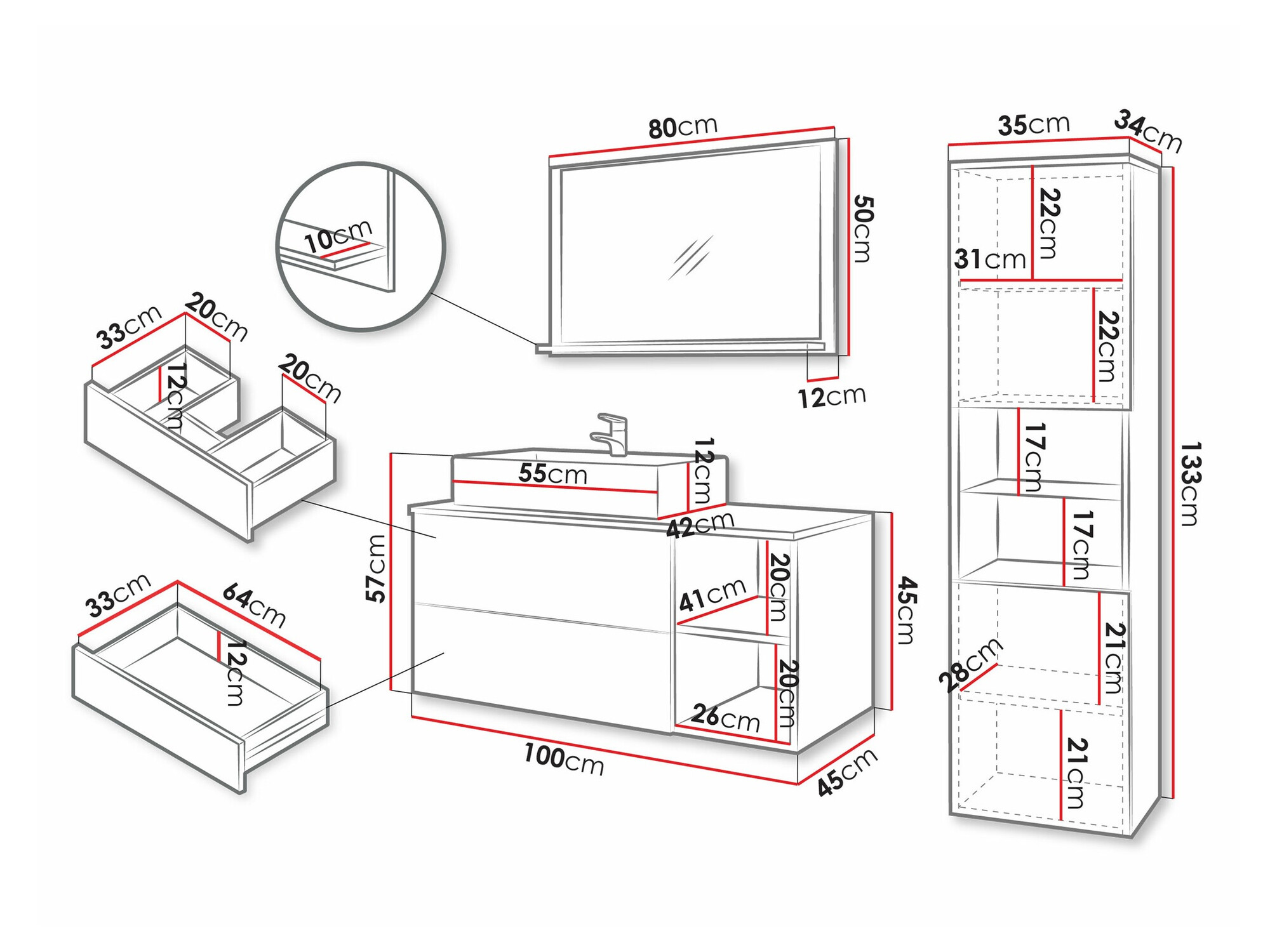 Vannas komplekts Ophruvi 104 (Balts)