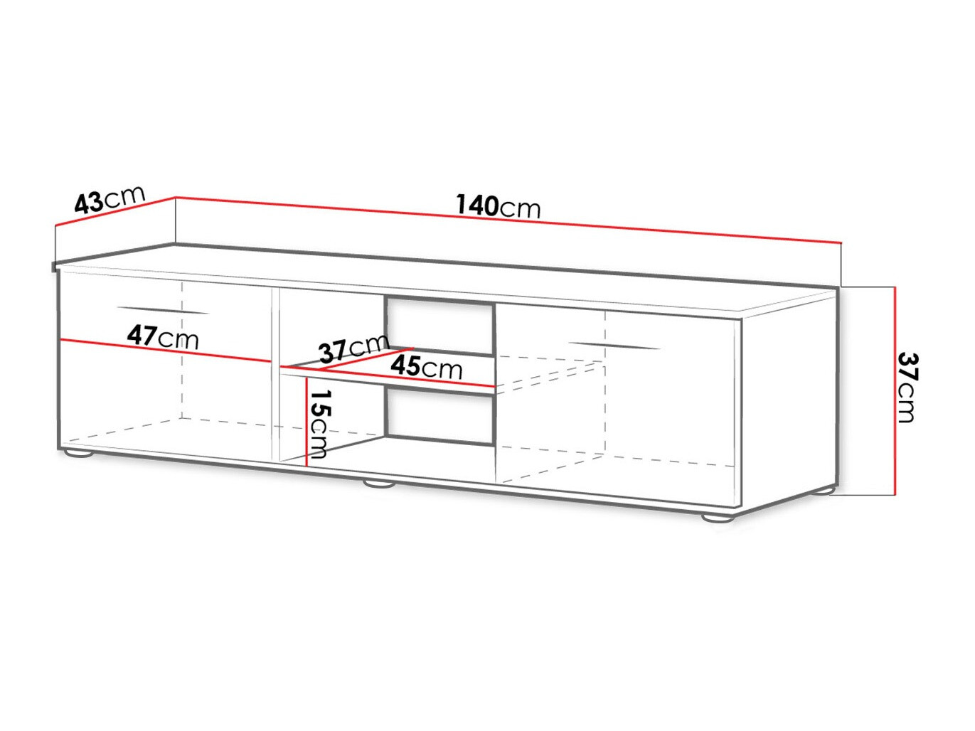 TV galds Tornola 100 (Melns + Glancēts melns)