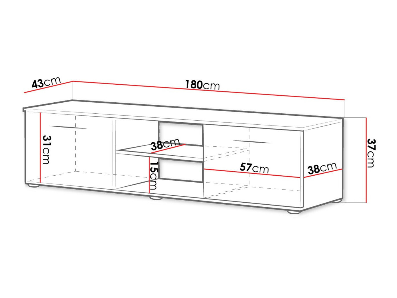 ТВ тумба Tornola 101 (Чёрный + Глянцевый черный)