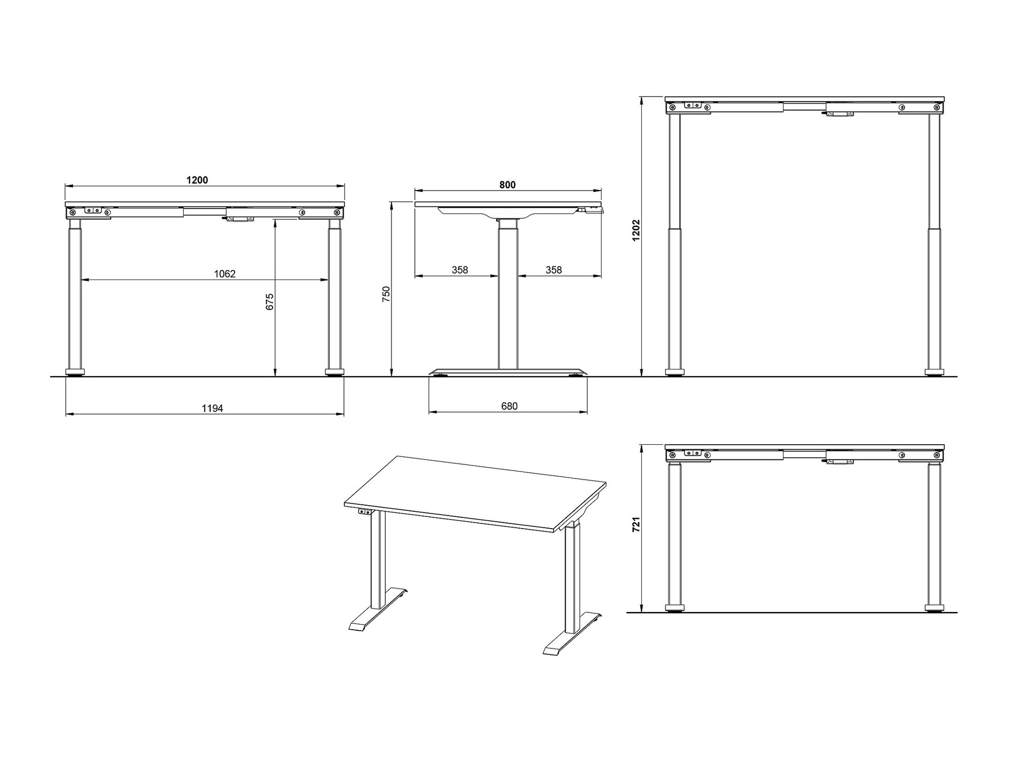 Rakstāmgalds ar regulējamu augstumu Vesbeno 104 (Grafīts + Melns)