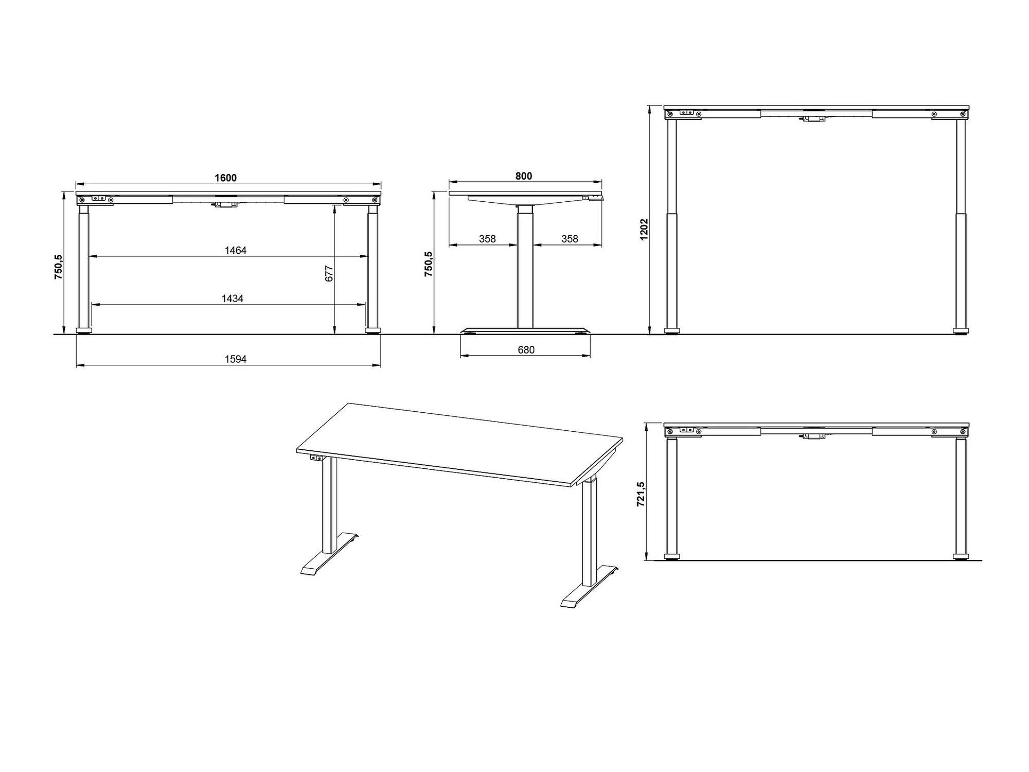 Rakstāmgalds ar regulējamu augstumu Vesbeno 106 (Kašmirs + Melns)
