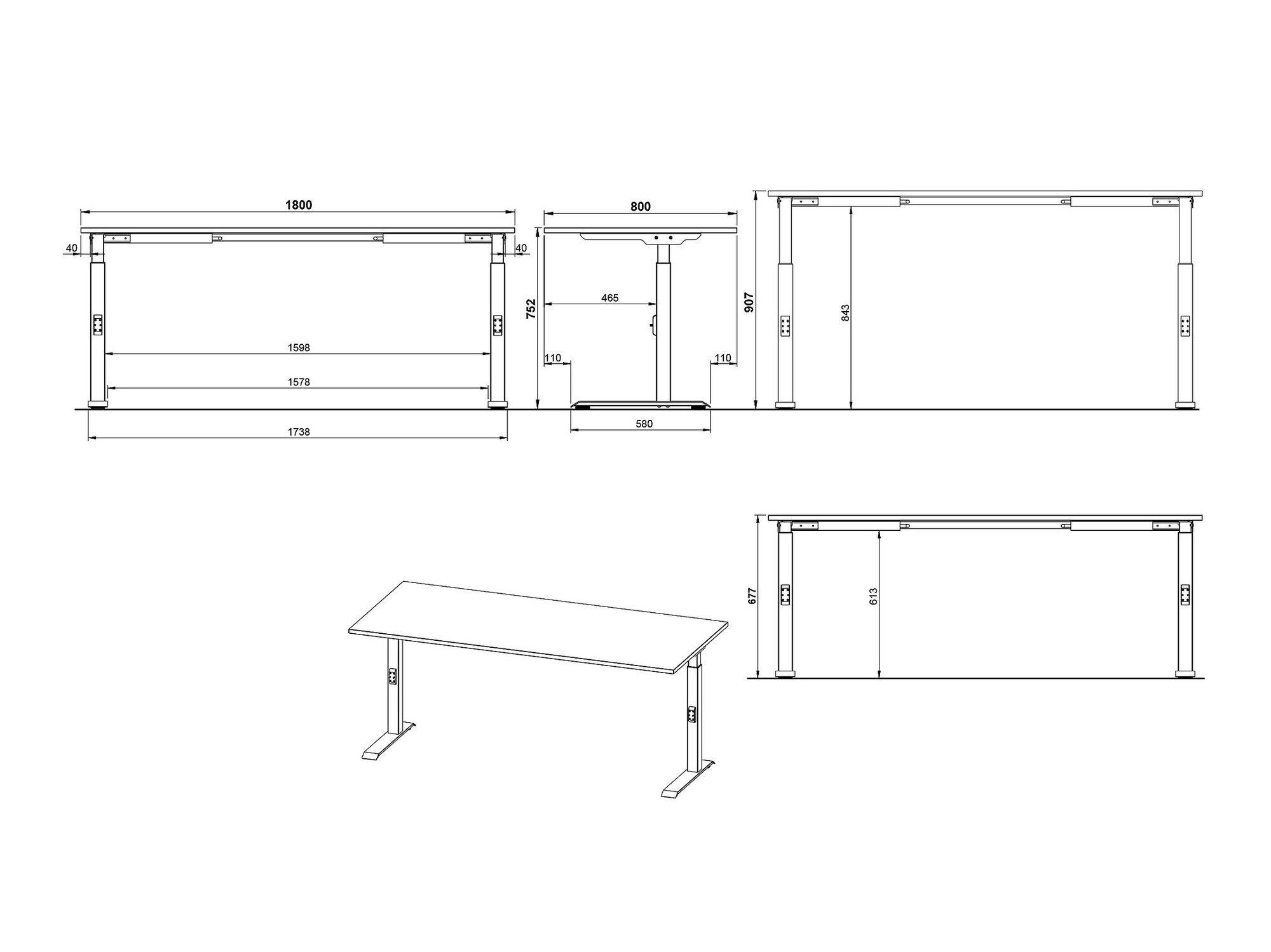 Письменный cтол Vesbeno 111 (Графит + Чёрный)