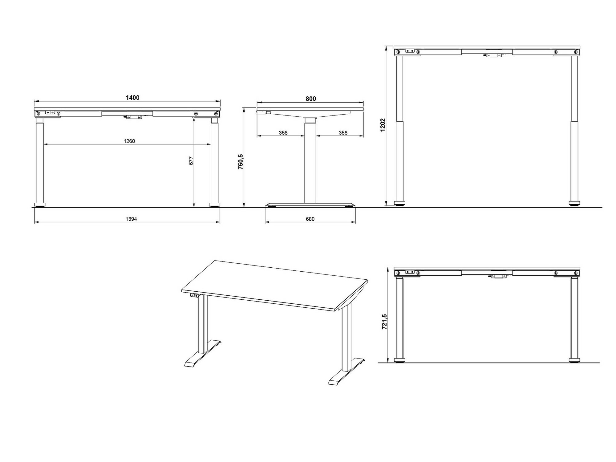 Rakstāmgalds ar regulējamu augstumu Vesbeno 105 (Kašmirs + Melns)
