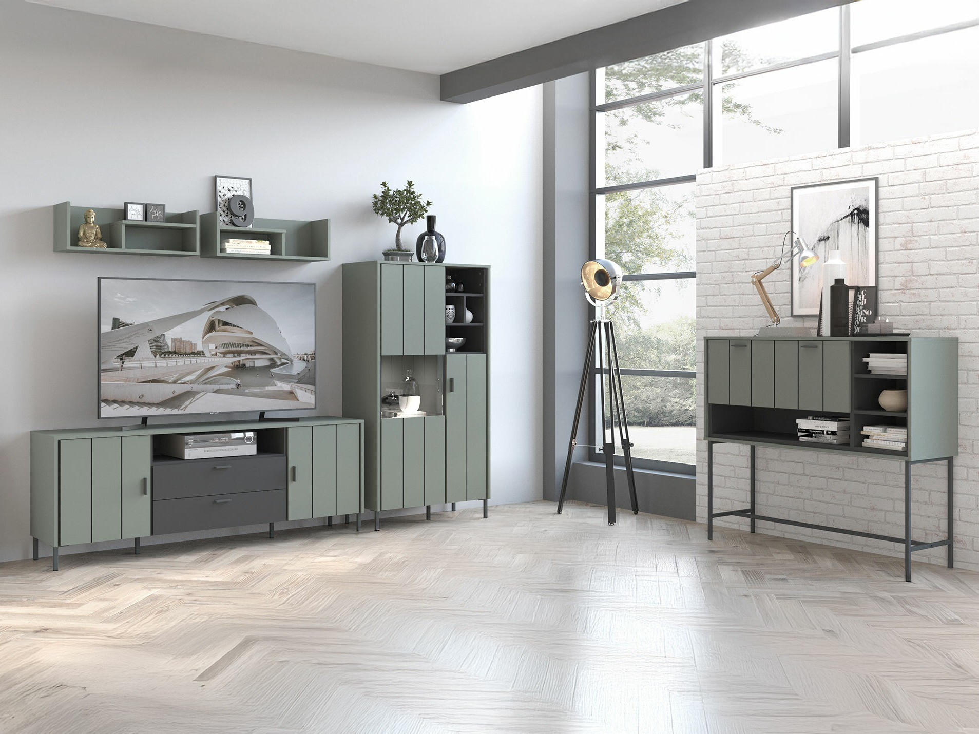 Kомод Morelmi 105 (Зелёный + Антрацит)