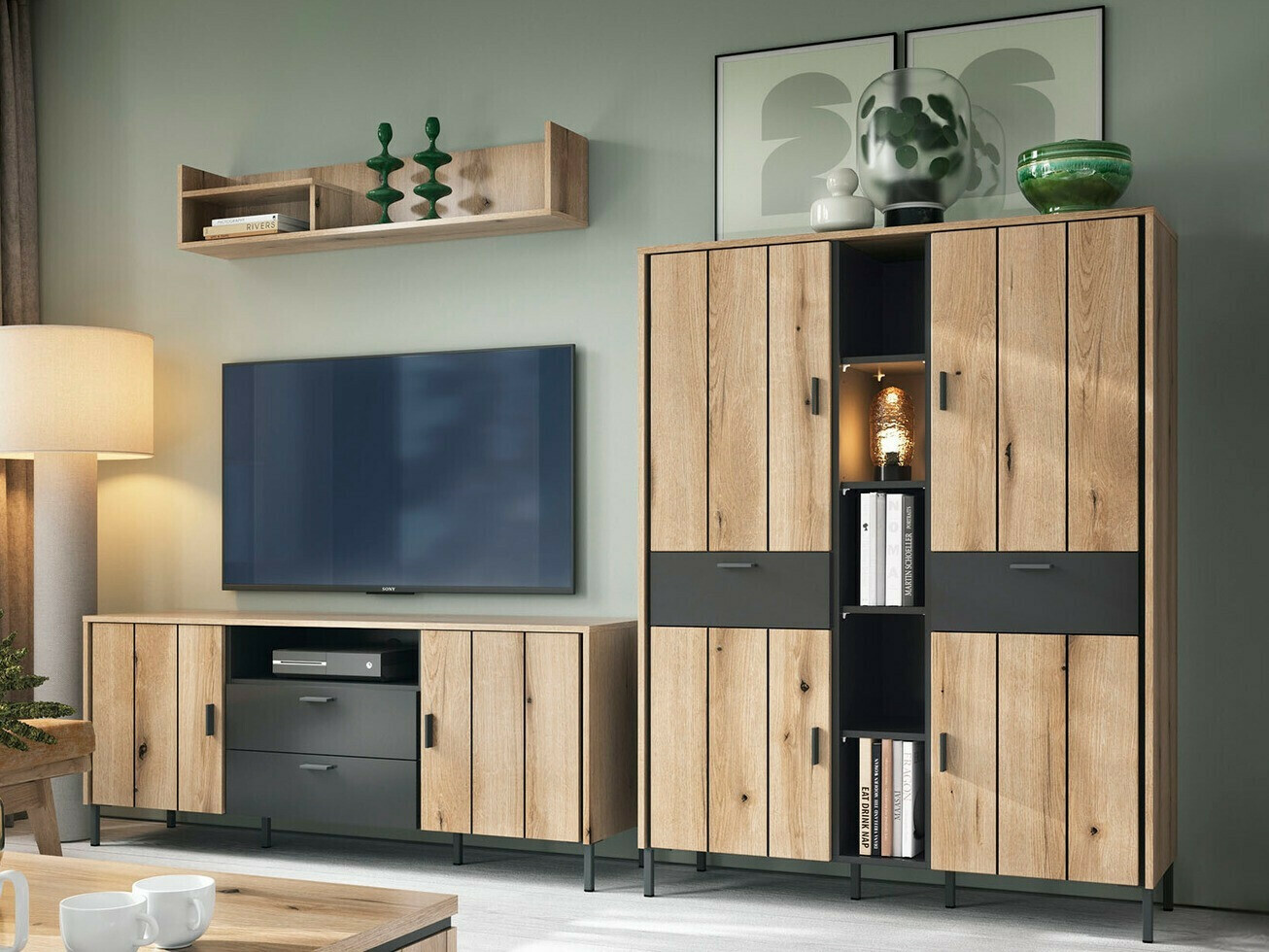 TV galds Morelmi 100 (Antracīts + Ozols)