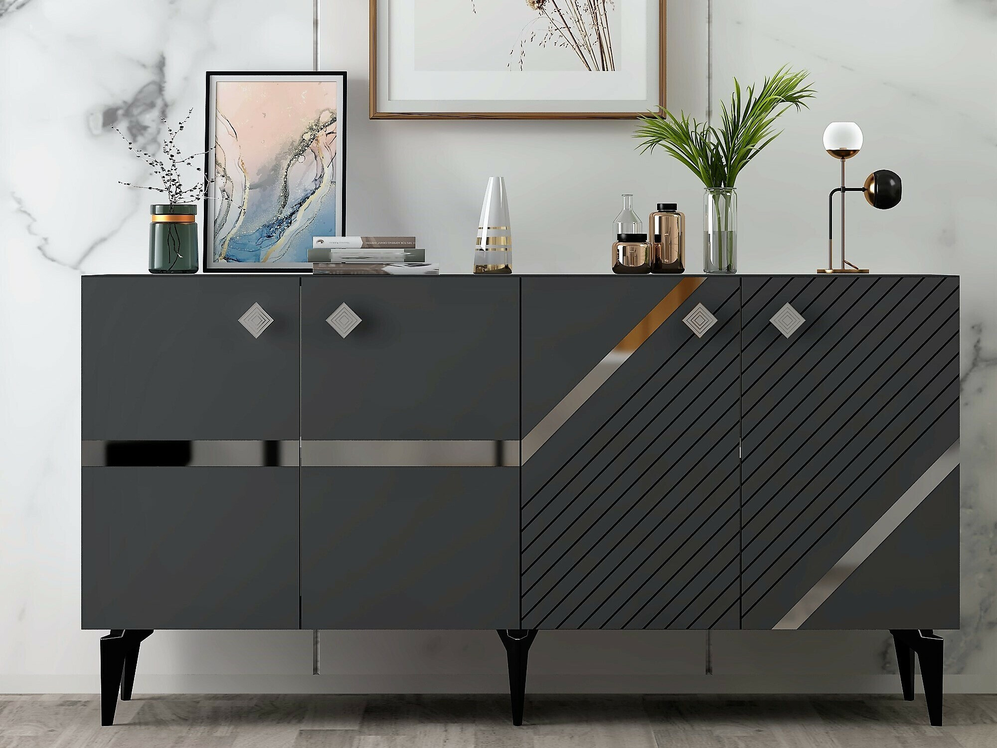 Шкафчик Kailua 2265 (Антрацит + Серебряный)