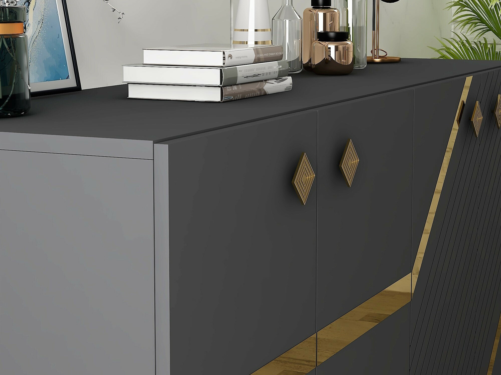 Шкафчик Kailua 2265 (Антрацит + Золотой)