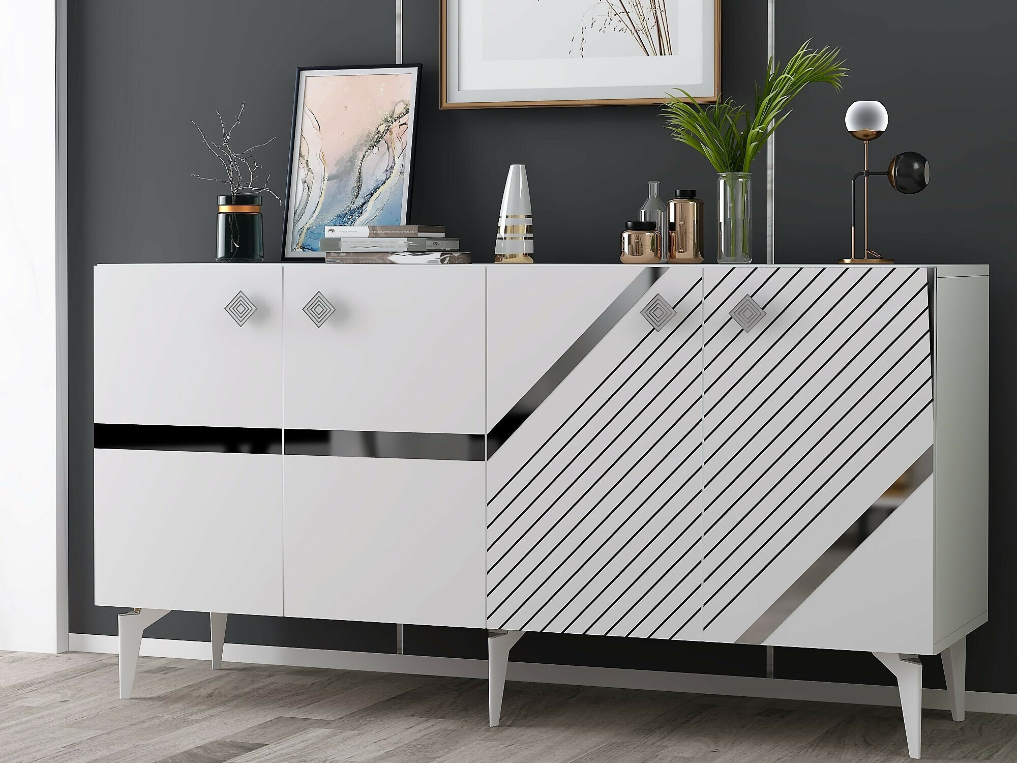 Шкафчик Kailua 2265 (Белый + Серебряный)