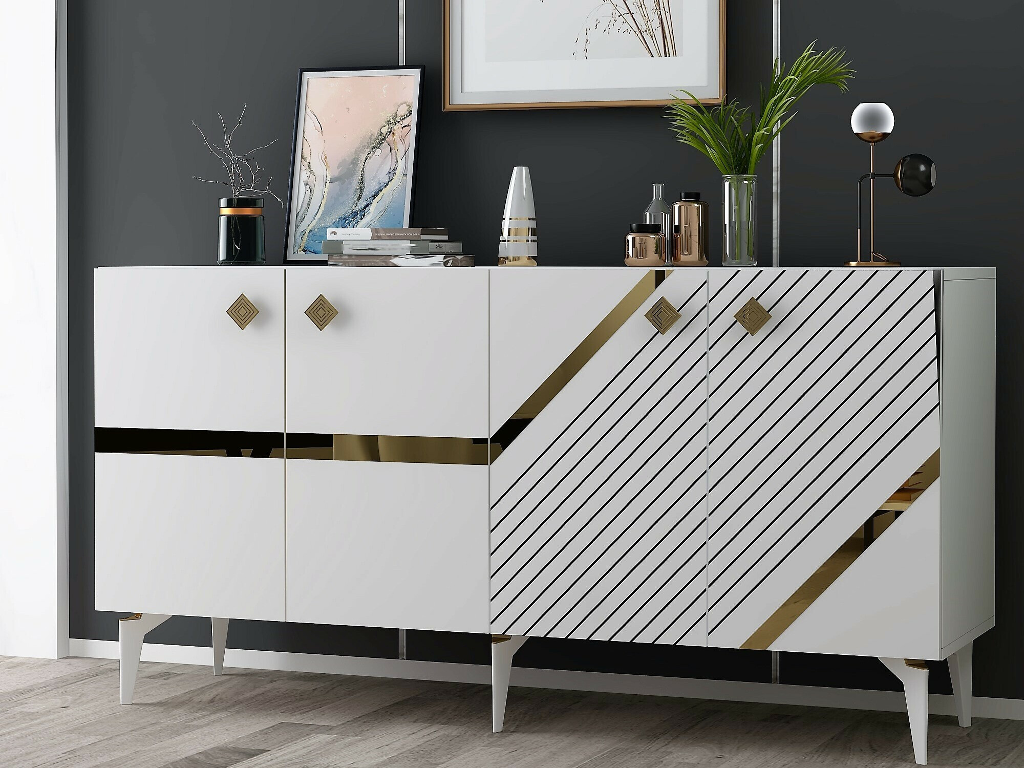 Шкафчик Kailua 2265 (Белый + Золотой)