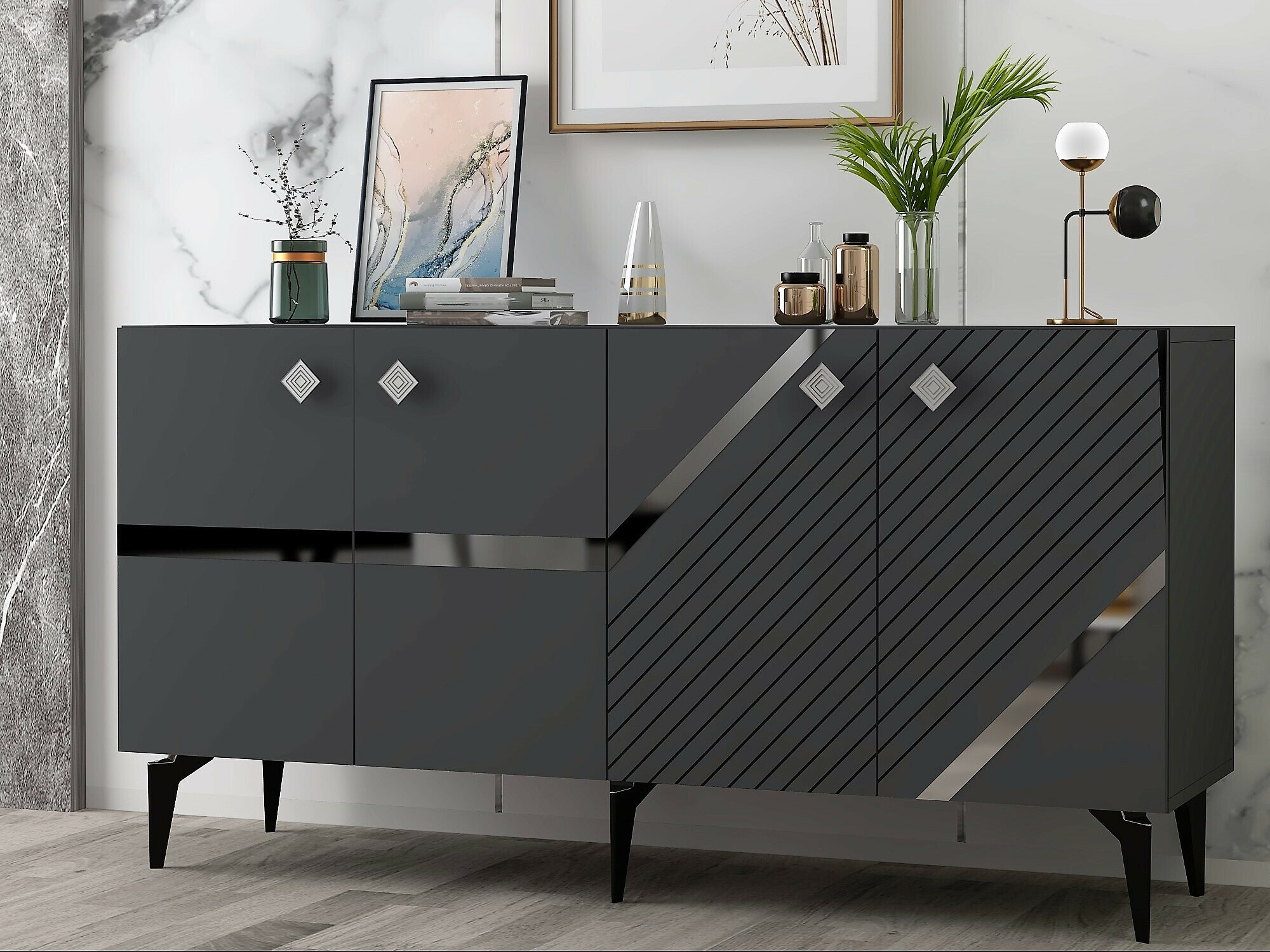 Skapis Kailua 2265 (Antracīts + Sudraba)