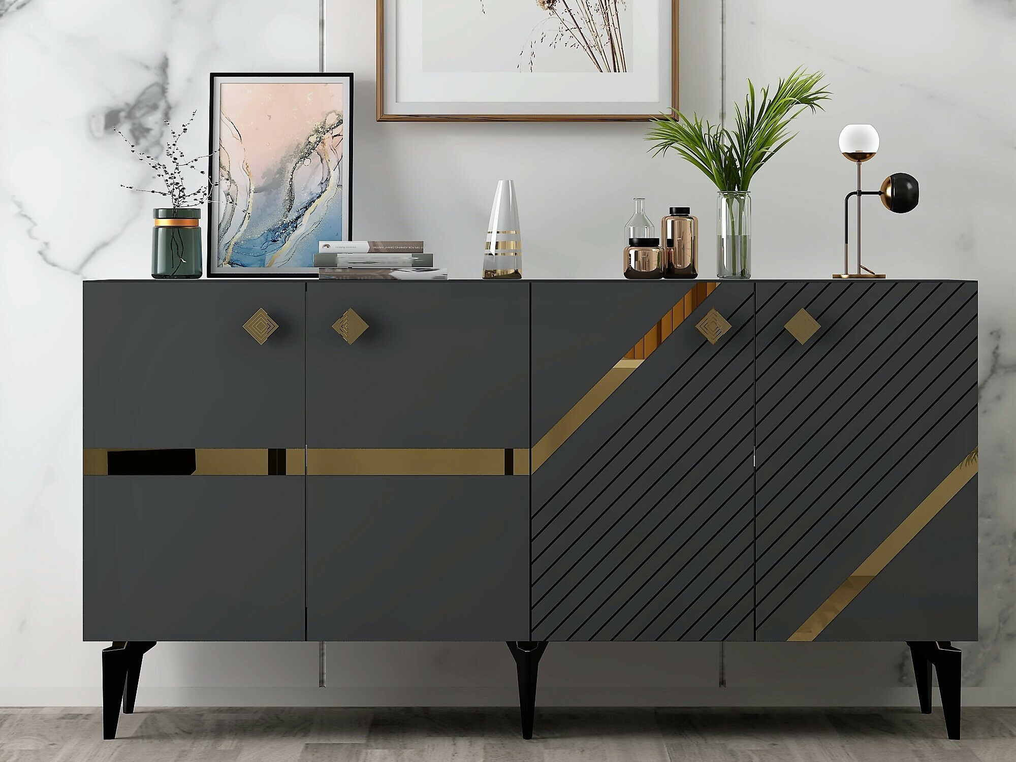 Skapis Kailua 2265 (Antracīts + Zelta)