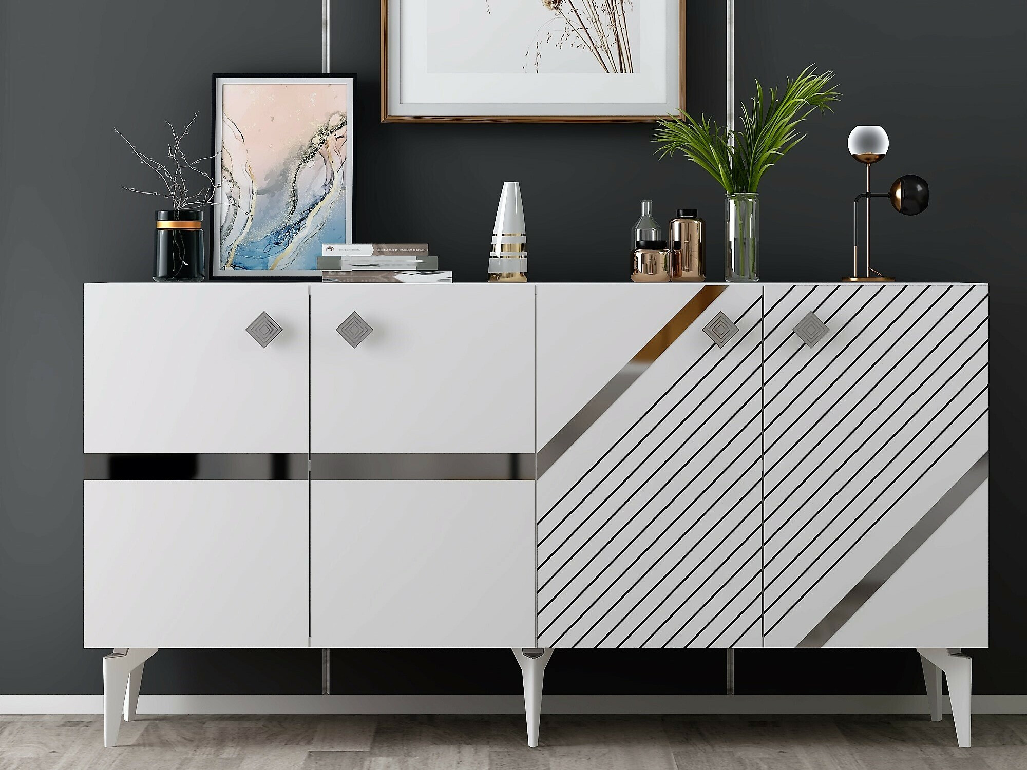 Skapis Kailua 2265 (Balts + Sudraba)