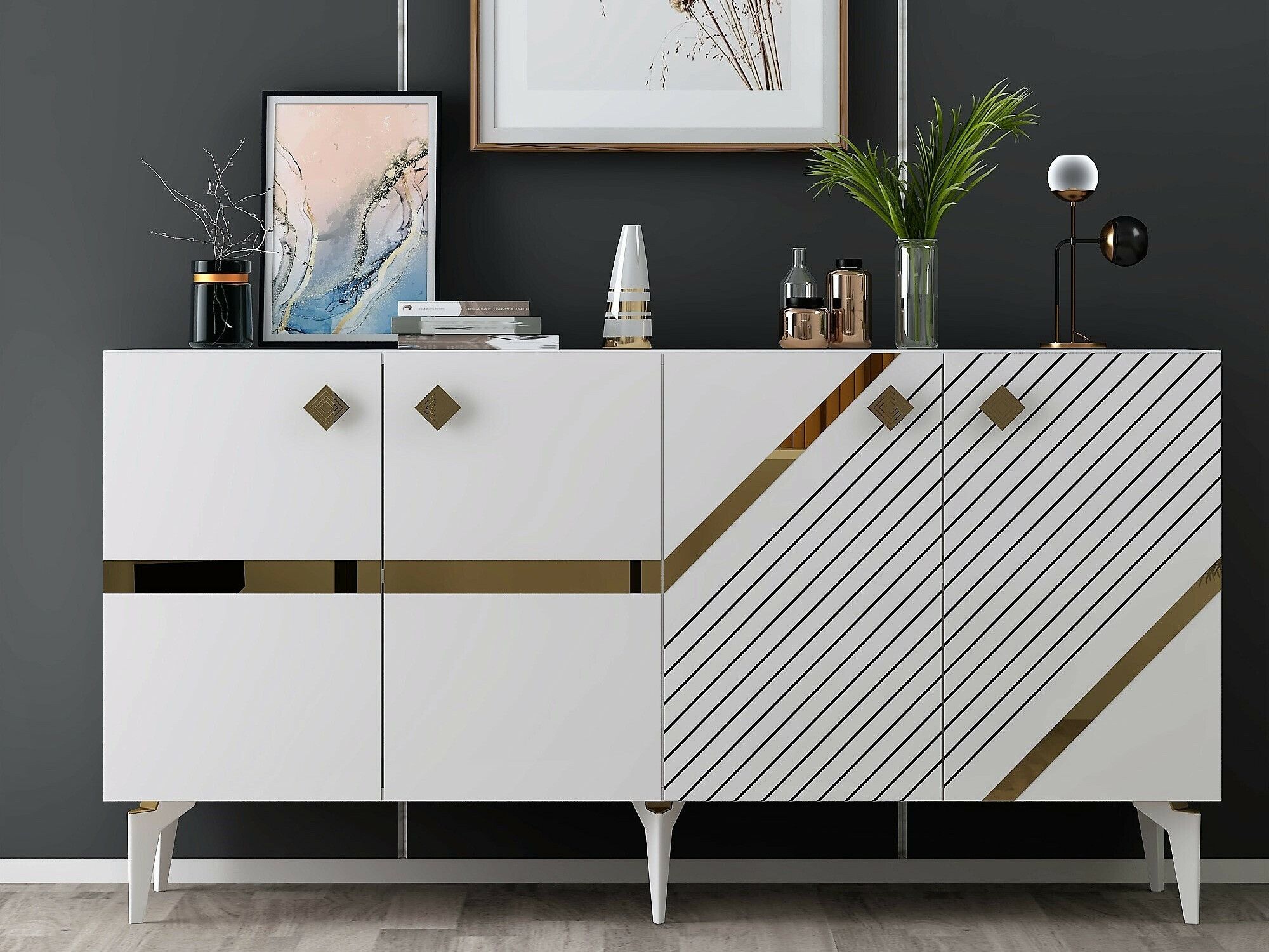 Skapis Kailua 2265 (Balts + Zelta)