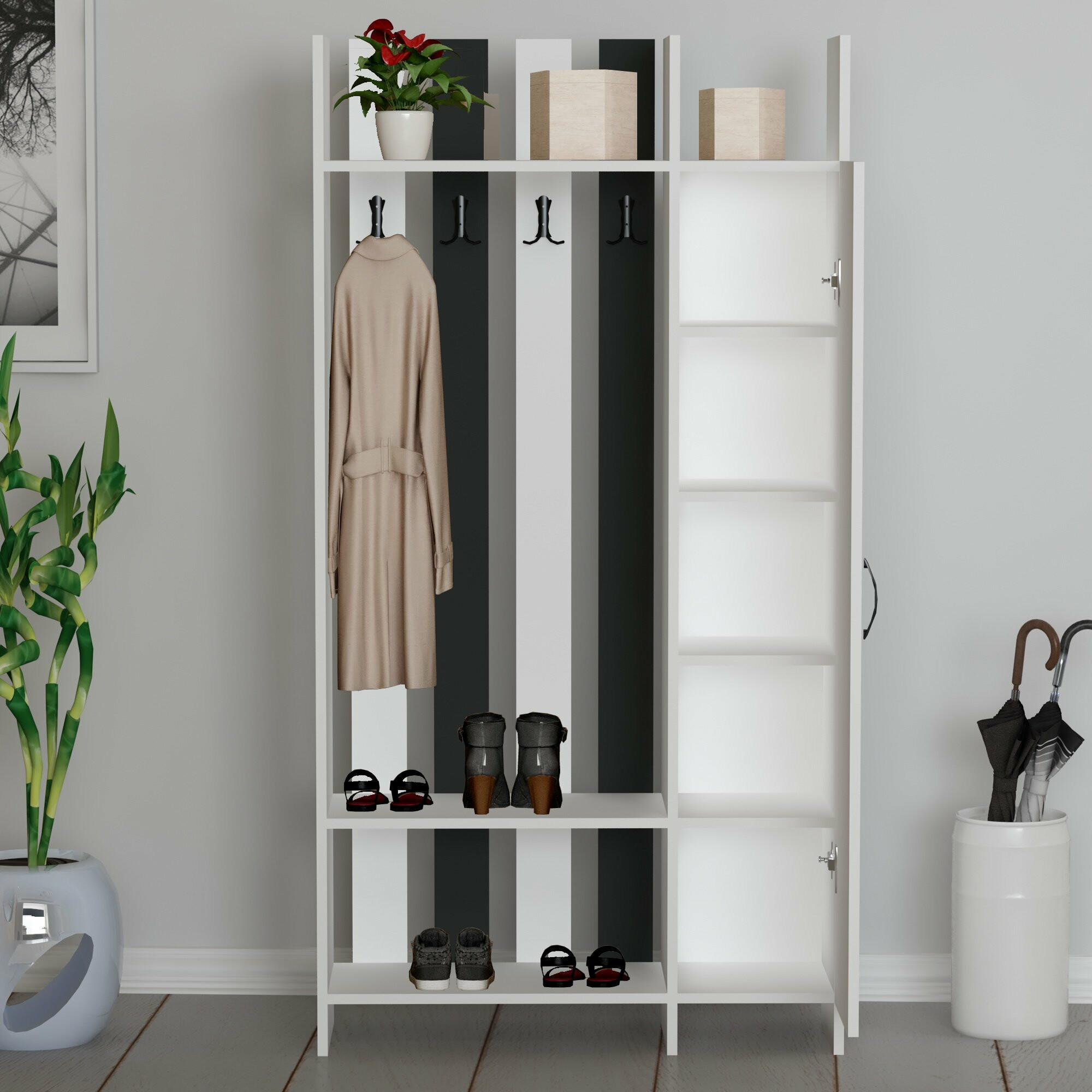 Priekšnama komplekts Kailua 2272 (Balts + Antracīts)