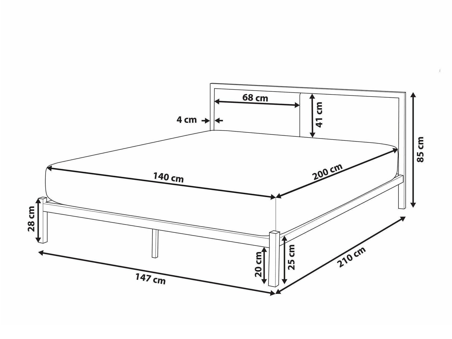 Кровать Berwyn 760 (Чёрный + Бежевый)