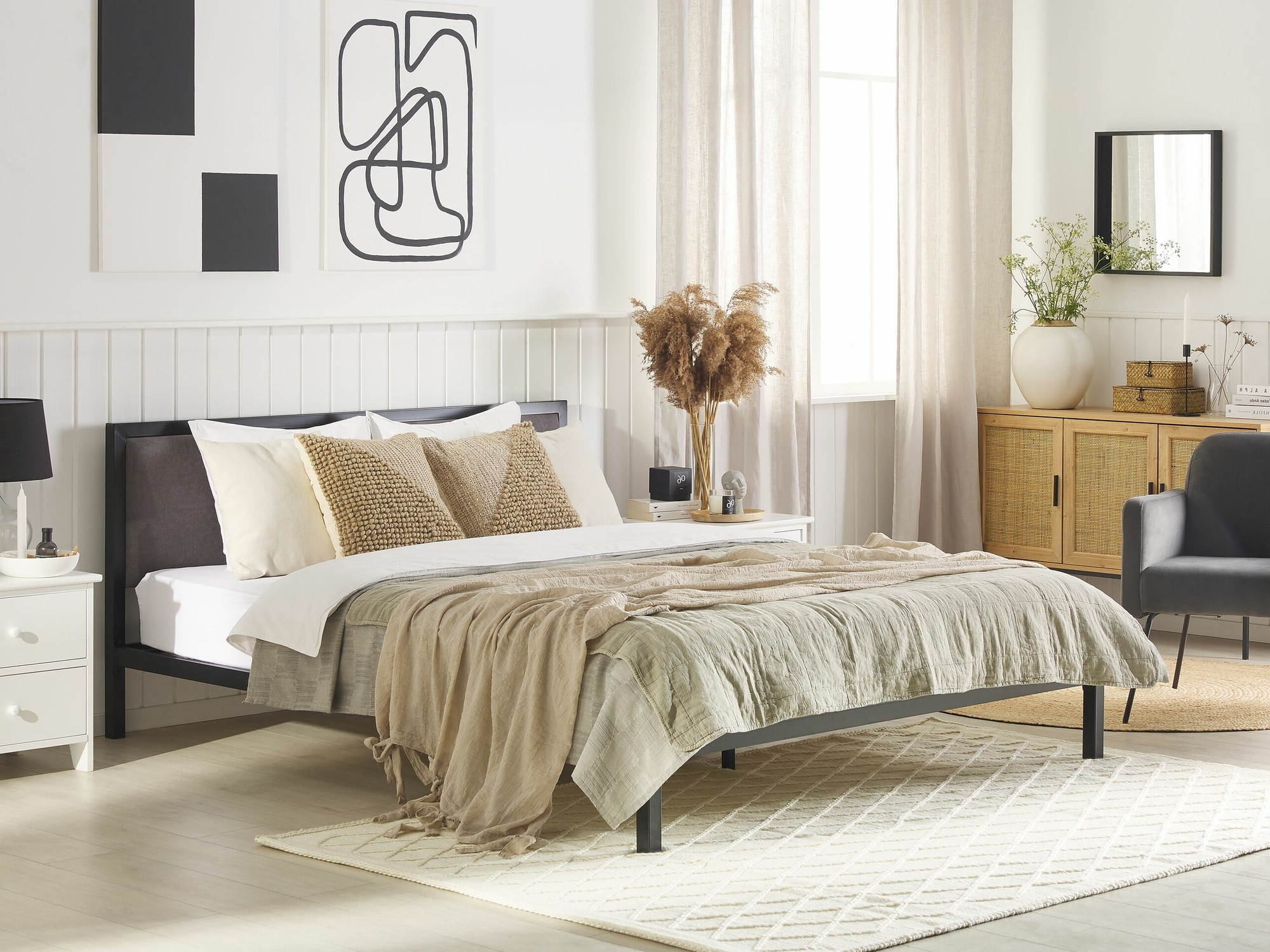 Кровать Berwyn 760 (Чёрный + Серый)