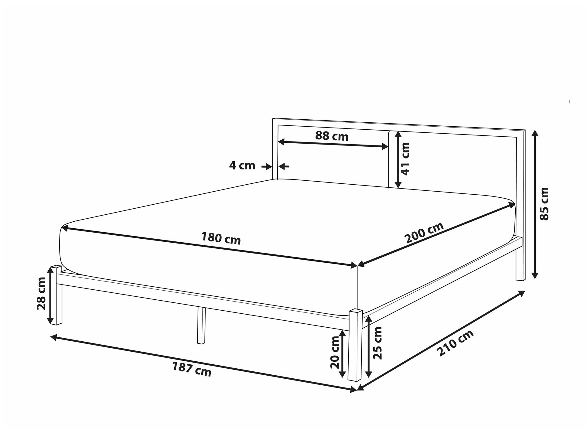 Кровать Berwyn 760 (Чёрный + Серый)
