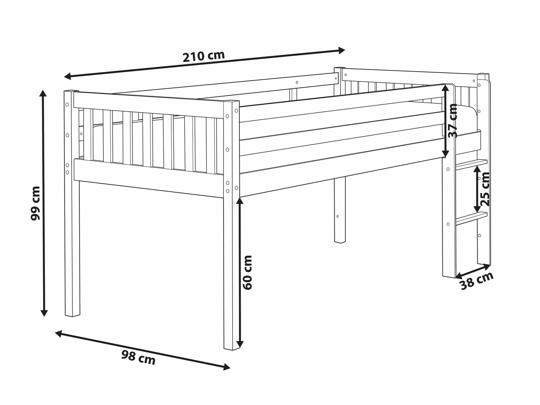 Высокая кровать Berwyn 2207 (Светлое дерево)