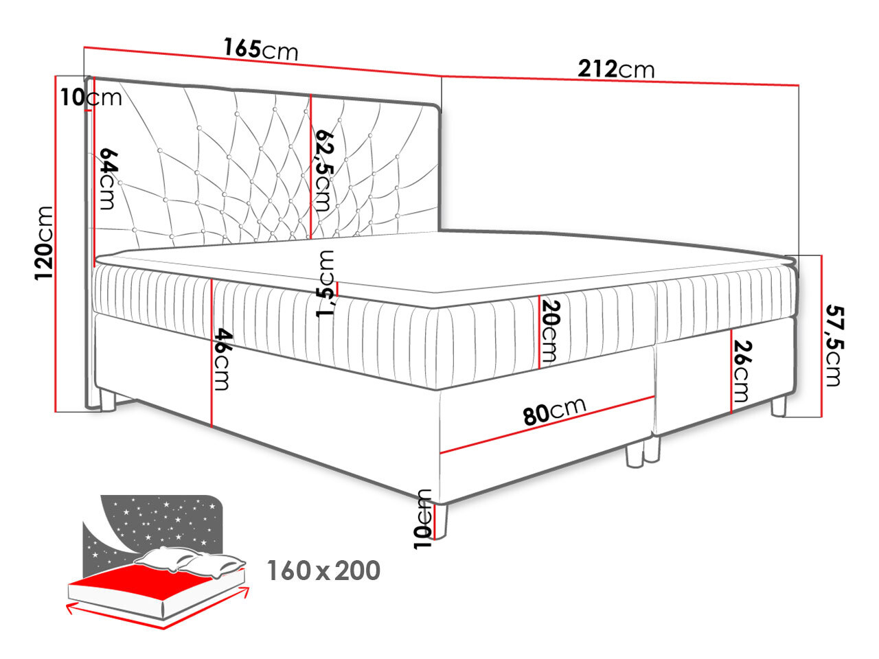 Континентальная кровать Baltimore 175 (Manila 02)