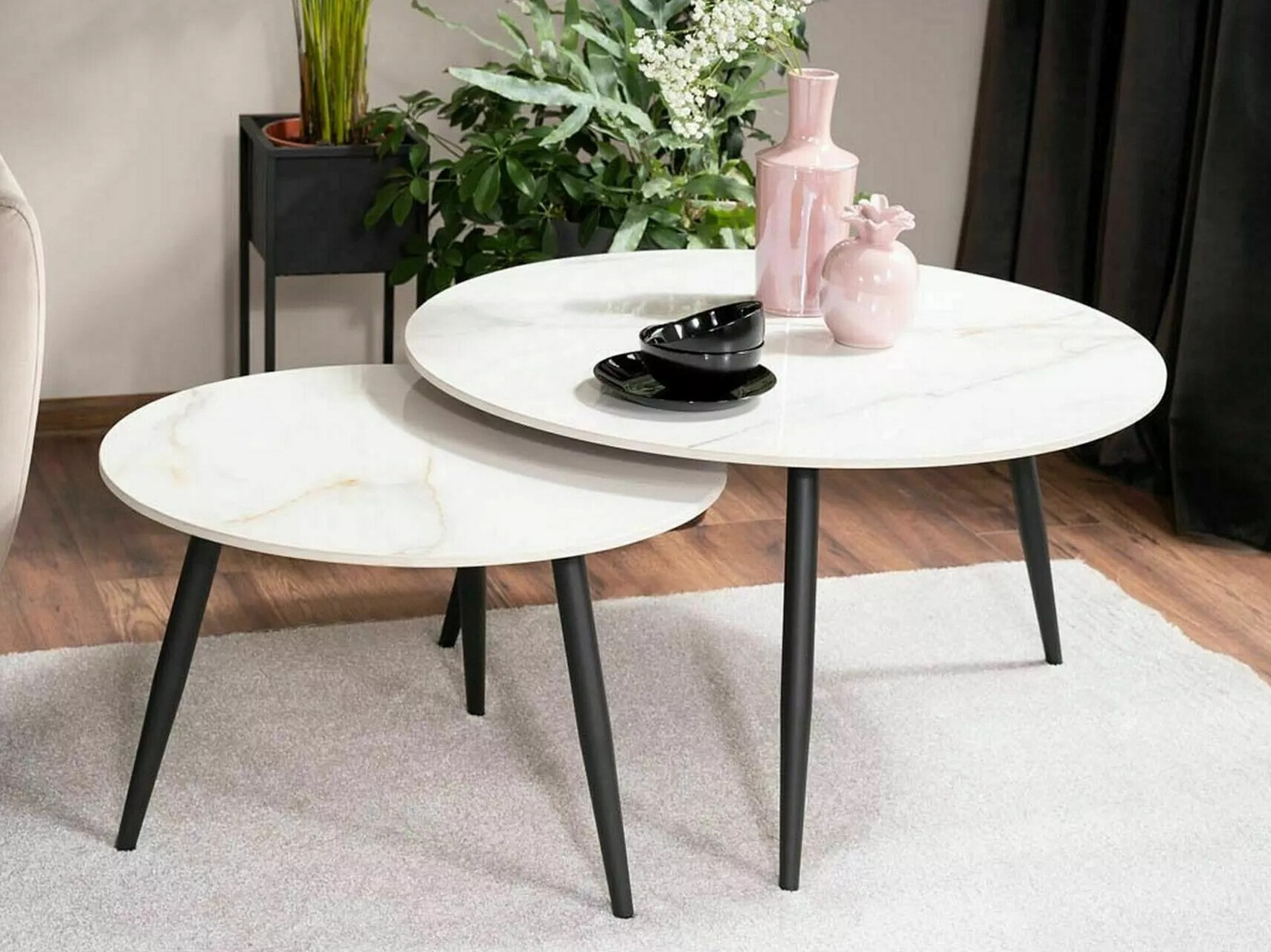 Комплект журнальных столиков Detroit 602 (Белый мрамор)