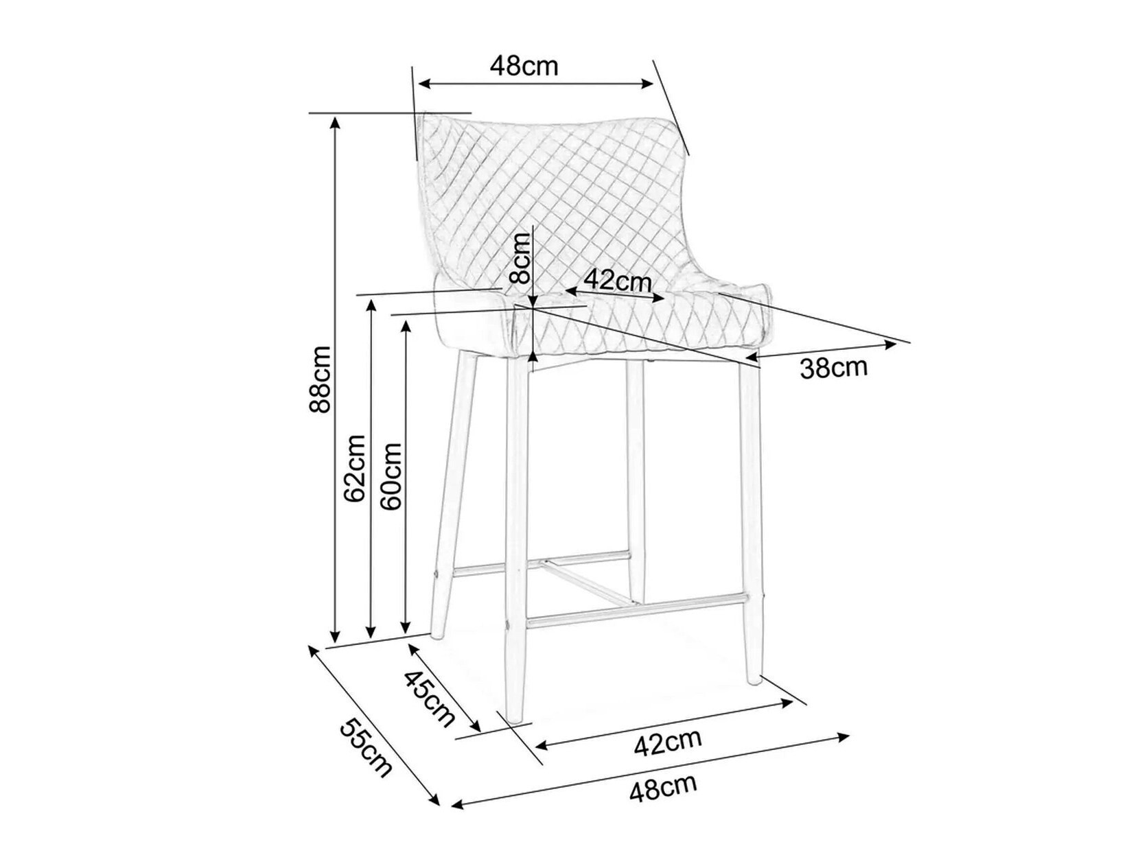 Zemais bāra krēsls Detroit 605 (Pelēks)