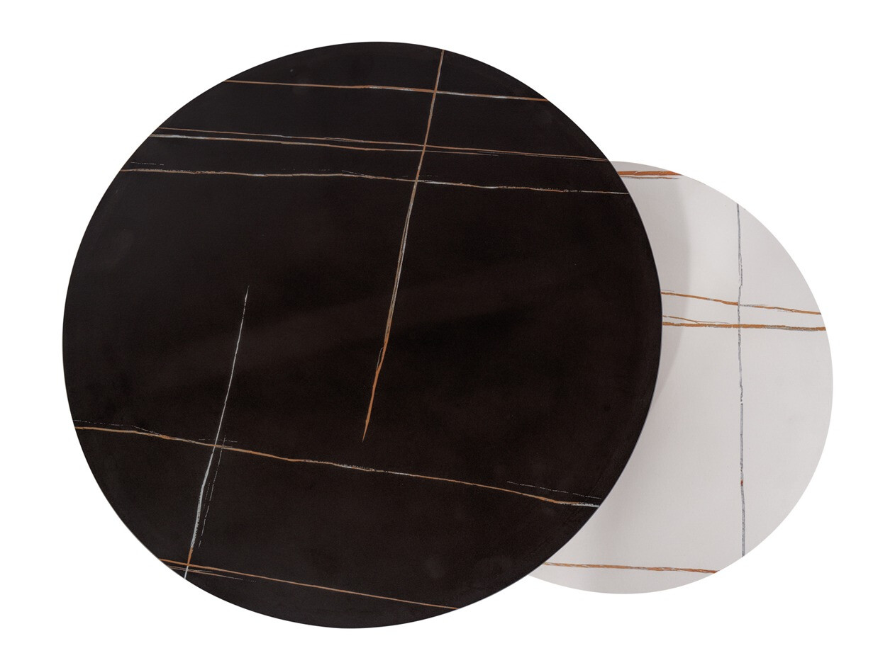 Žurnālu galdiņu komplekts Detroit 602 (Balts marmors + Melnais marmors)