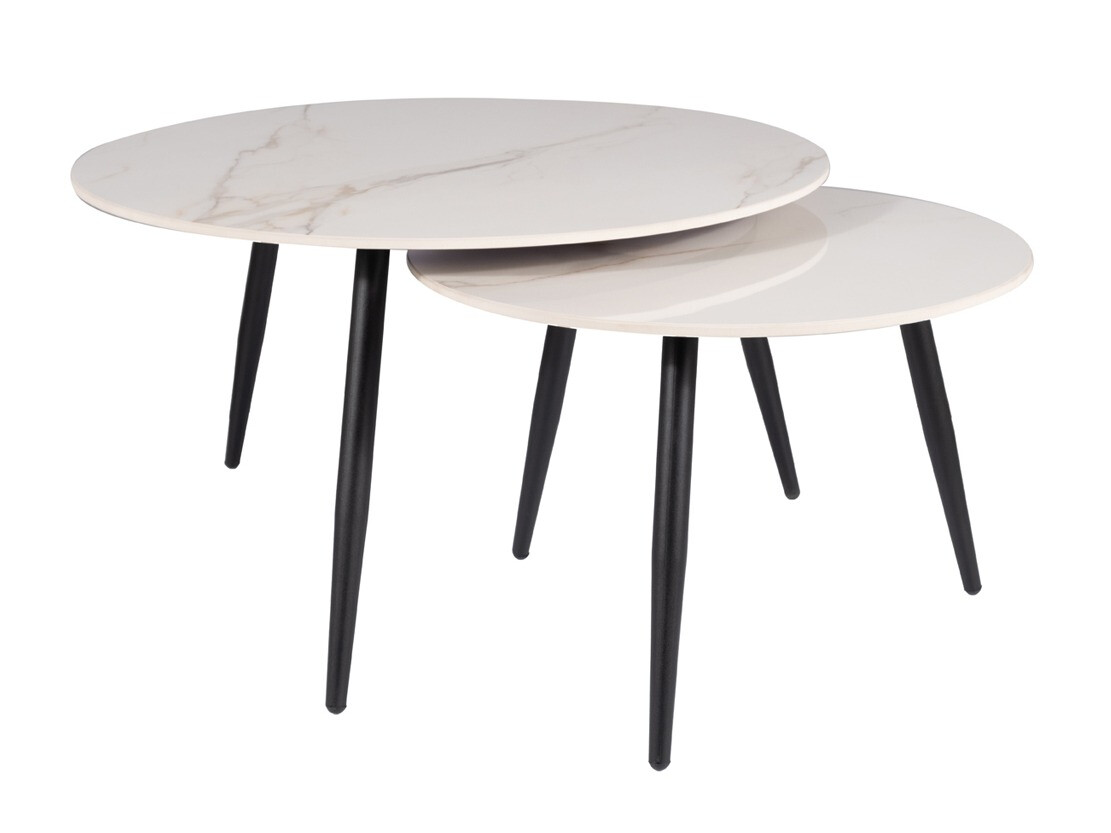 Žurnālu galdiņu komplekts Detroit 602 (Balts marmors)