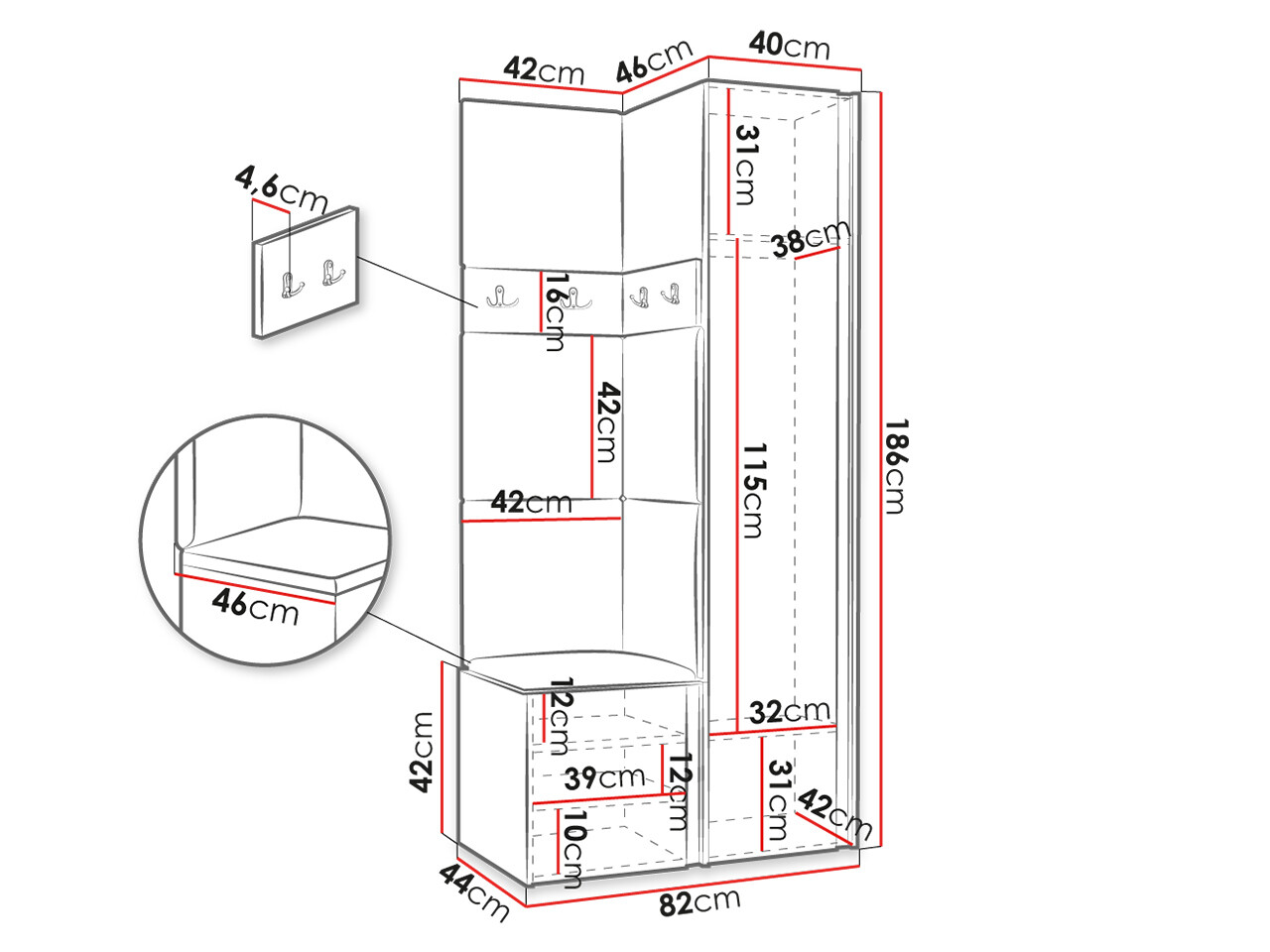 Прихожая Hartford 354 (Artisan дуб + Чёрный)