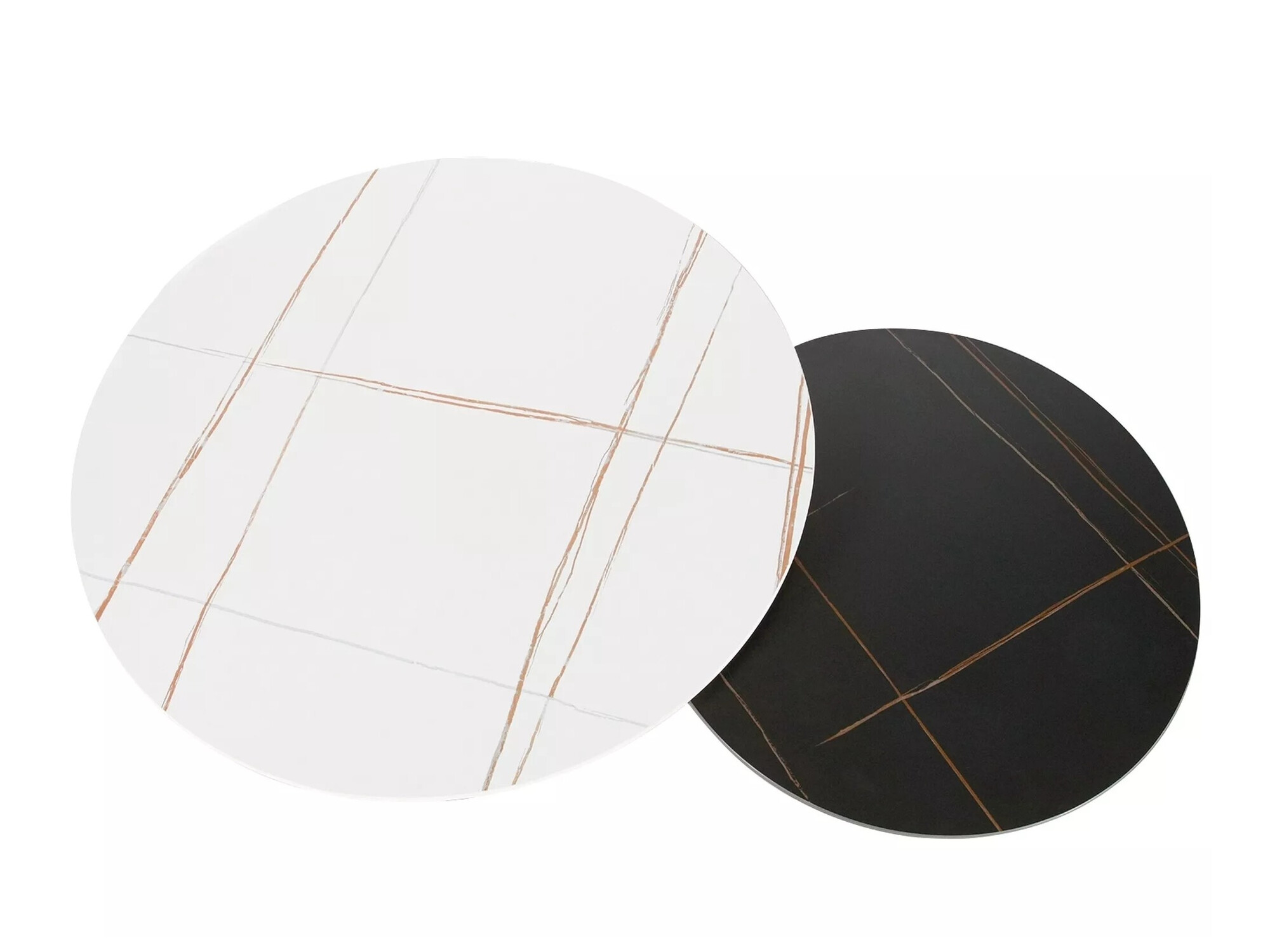 Žurnālu galdiņu komplekts Detroit 607 (Balts marmors + Melnais marmors)