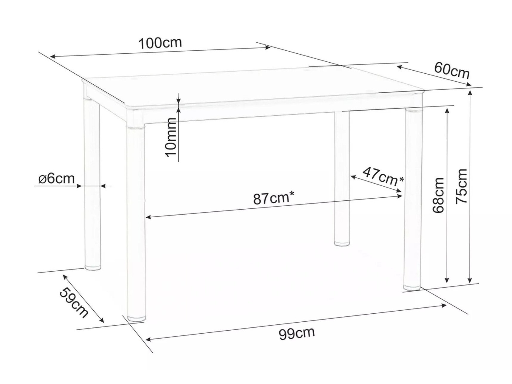Cтол Detroit 608 (Серый)