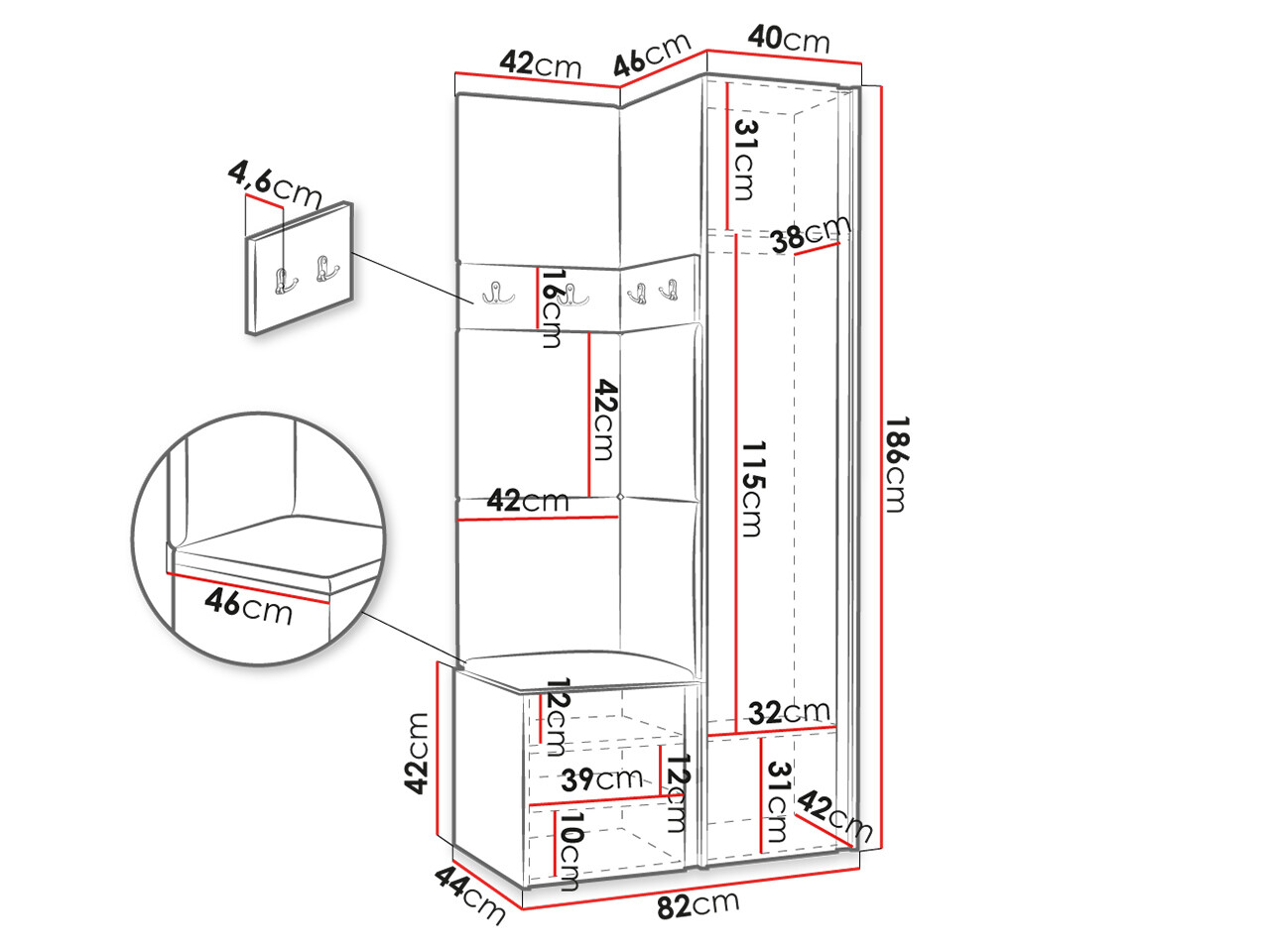 Priekšnama komplekts Hartford 348 (Balts)
