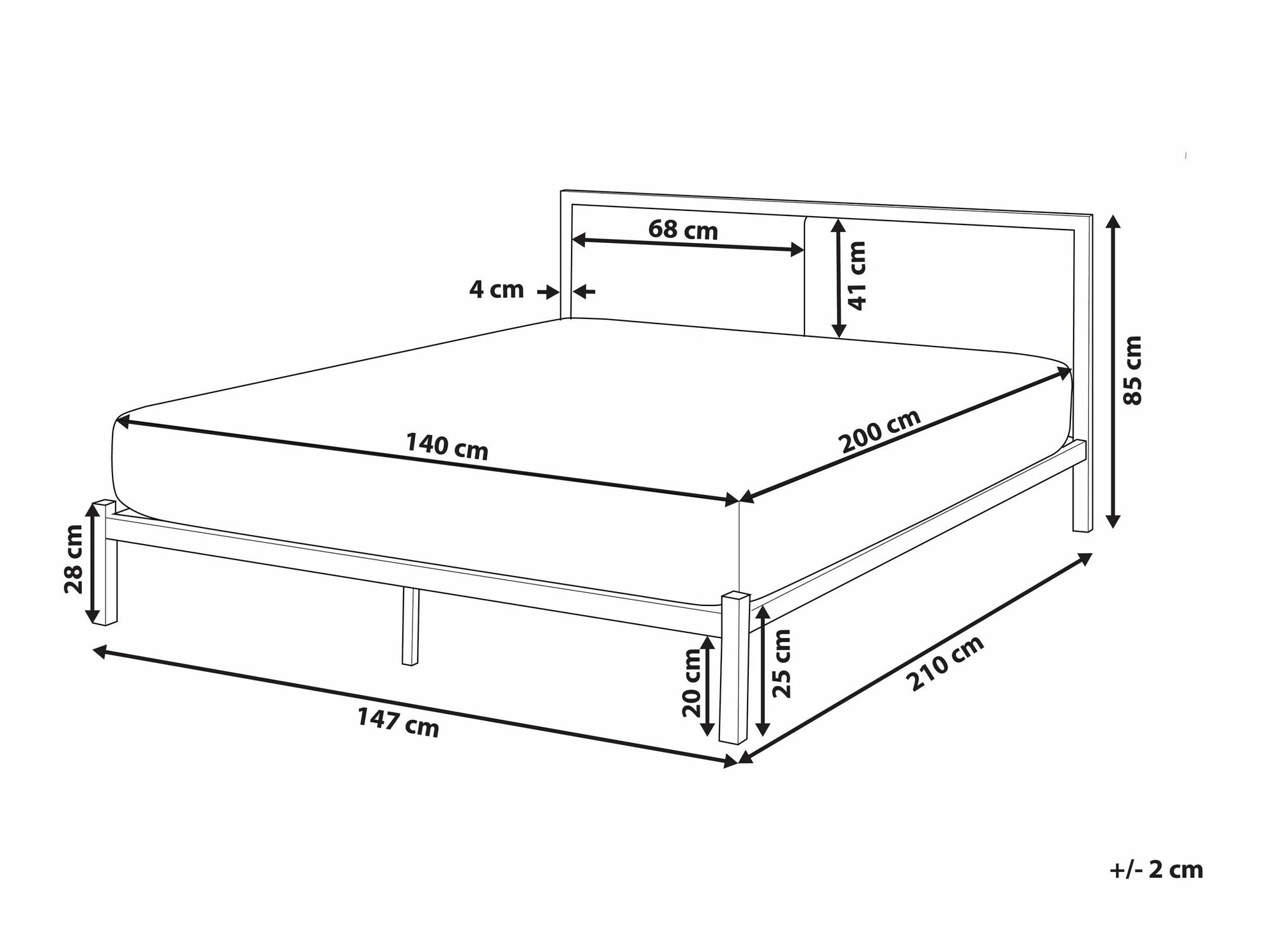 Кровать Berwyn 760 (Чёрный + Серый)