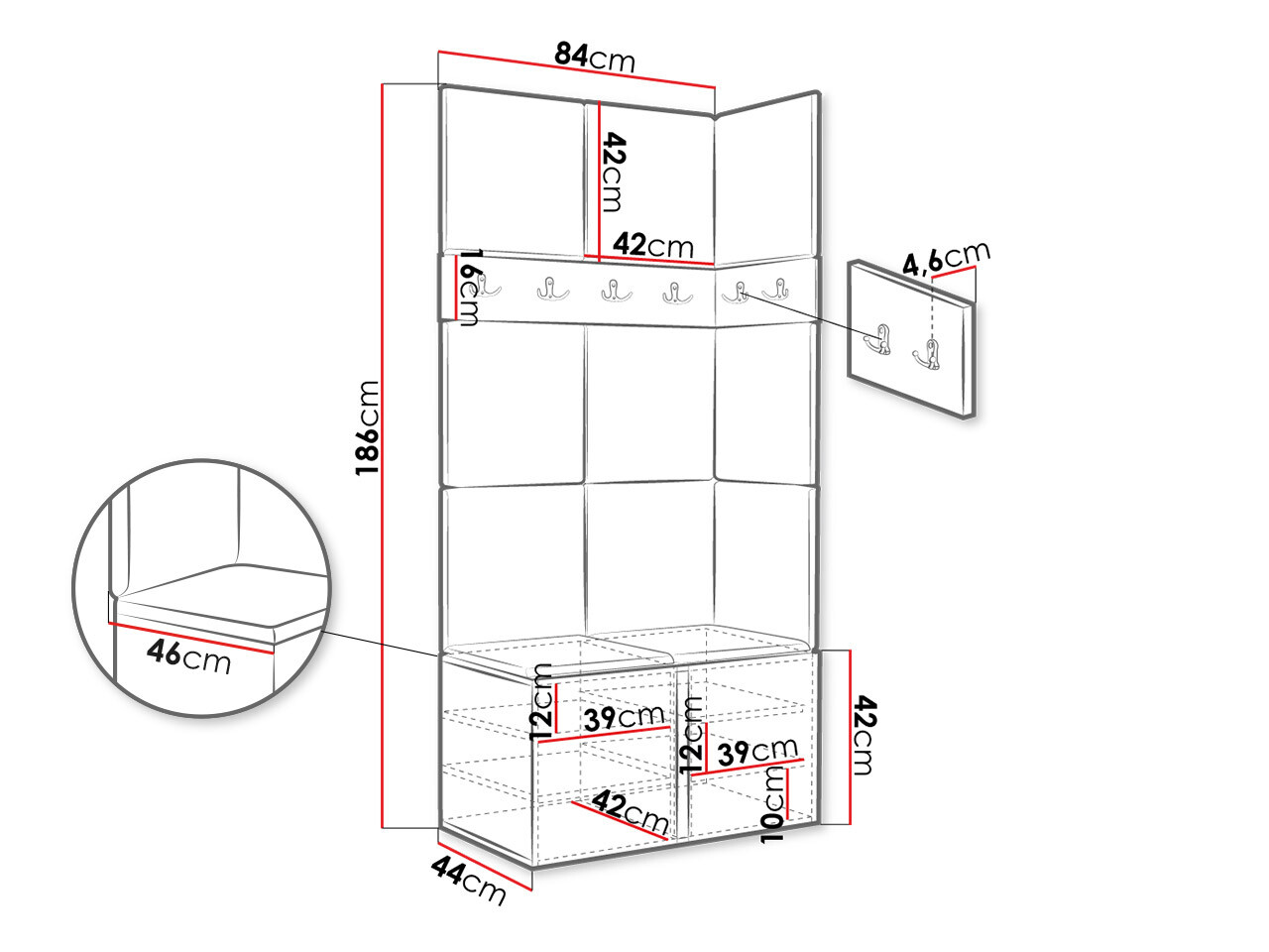 Priekšnama komplekts Hartford 264 (Balts)