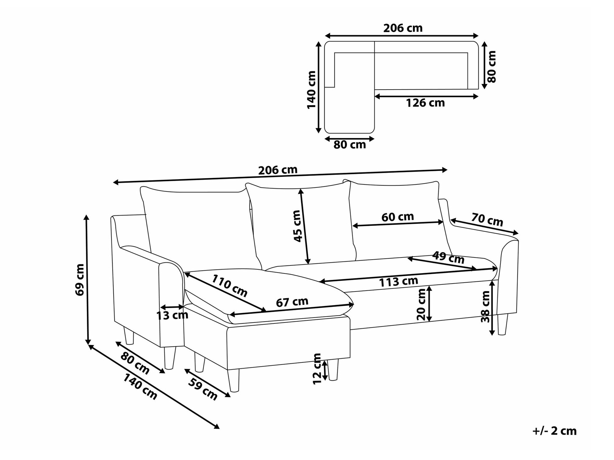 Угловой диван Berwyn 1395 (Светло-серый)