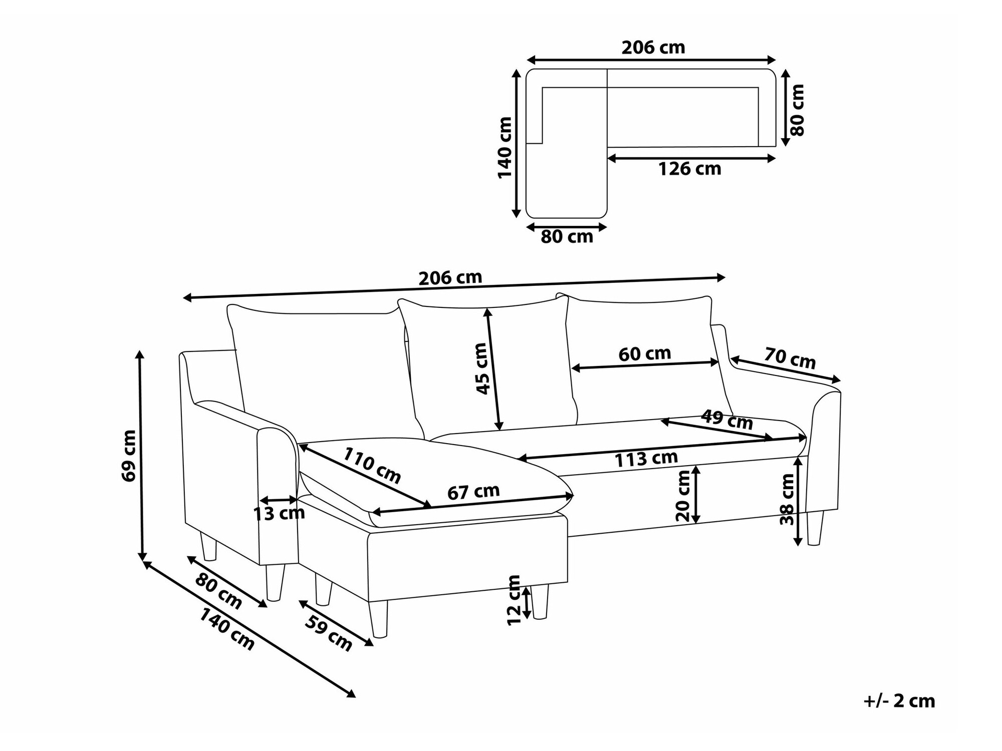 Угловой диван Berwyn 1395 (Тёмно-серый)