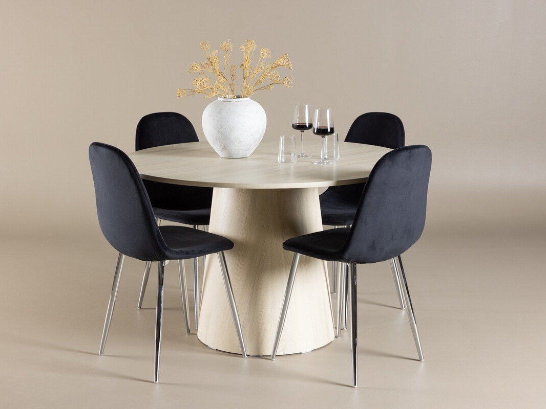 Ēdamistabas komplekts Dallas 4556 (Melns + Sudraba)