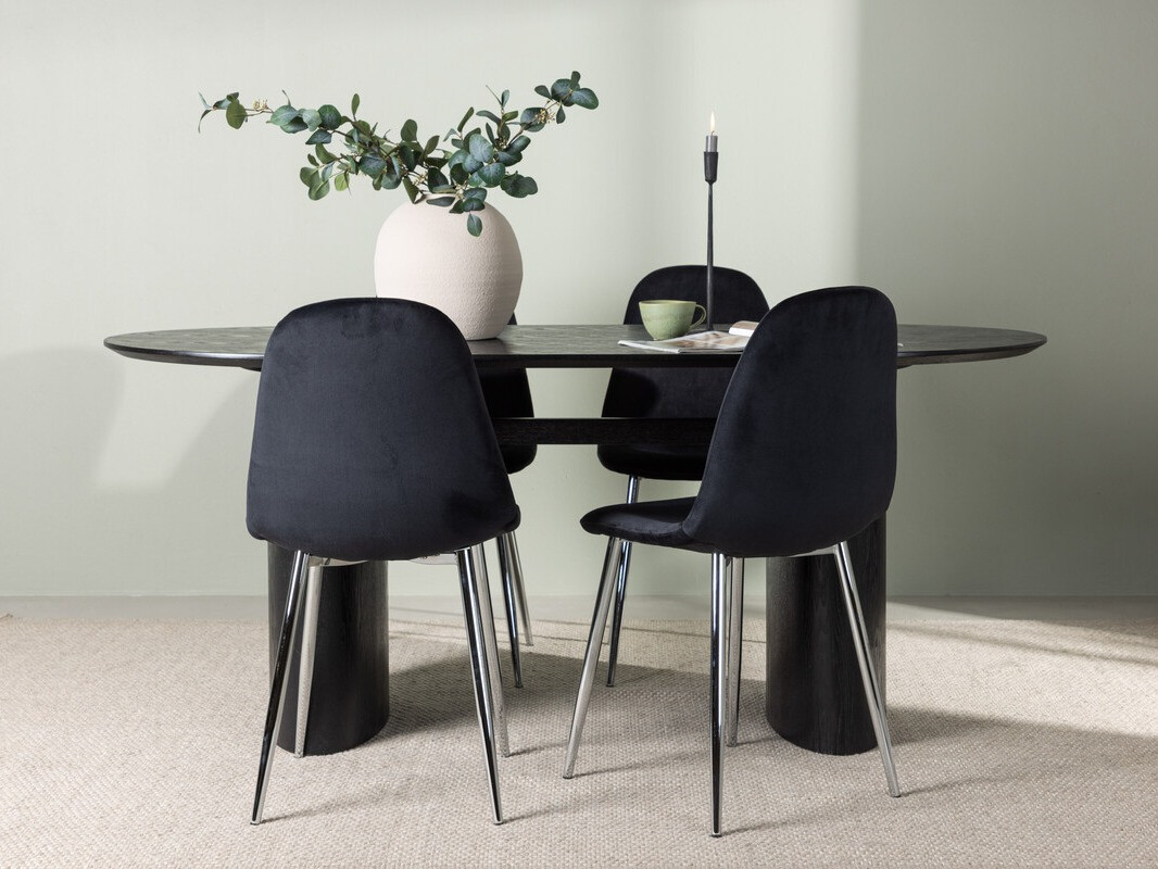 Ēdamistabas komplekts Dallas 4559 (Melns + Sudraba)