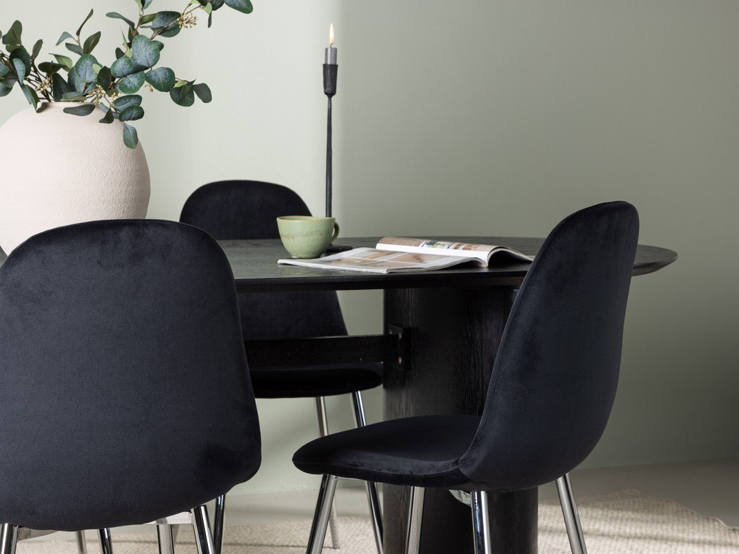 Ēdamistabas komplekts Dallas 4559 (Melns + Sudraba)