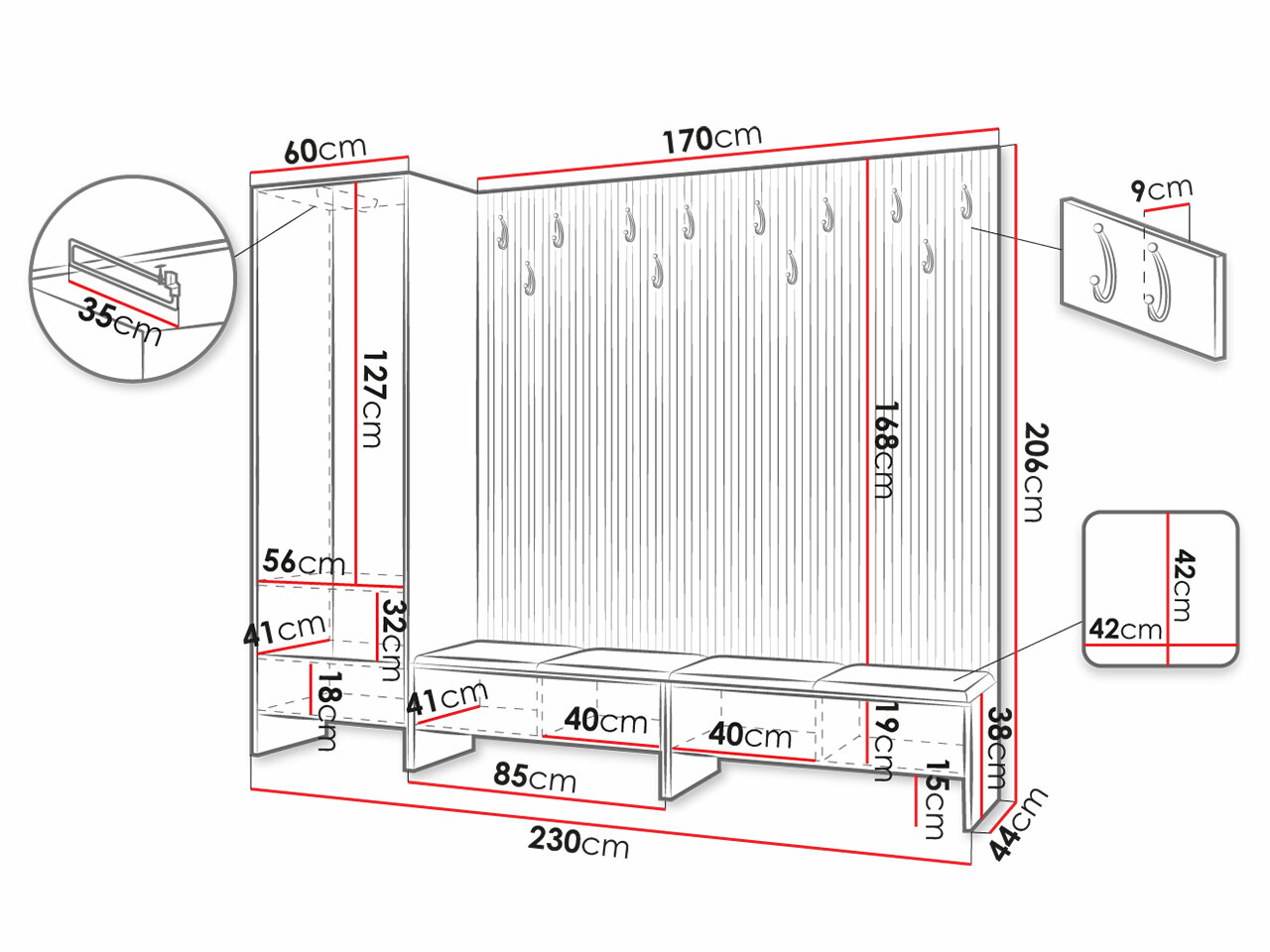 Priekšnama komplekts Hartford 484 (Artisan ozols + Abriamo 6)