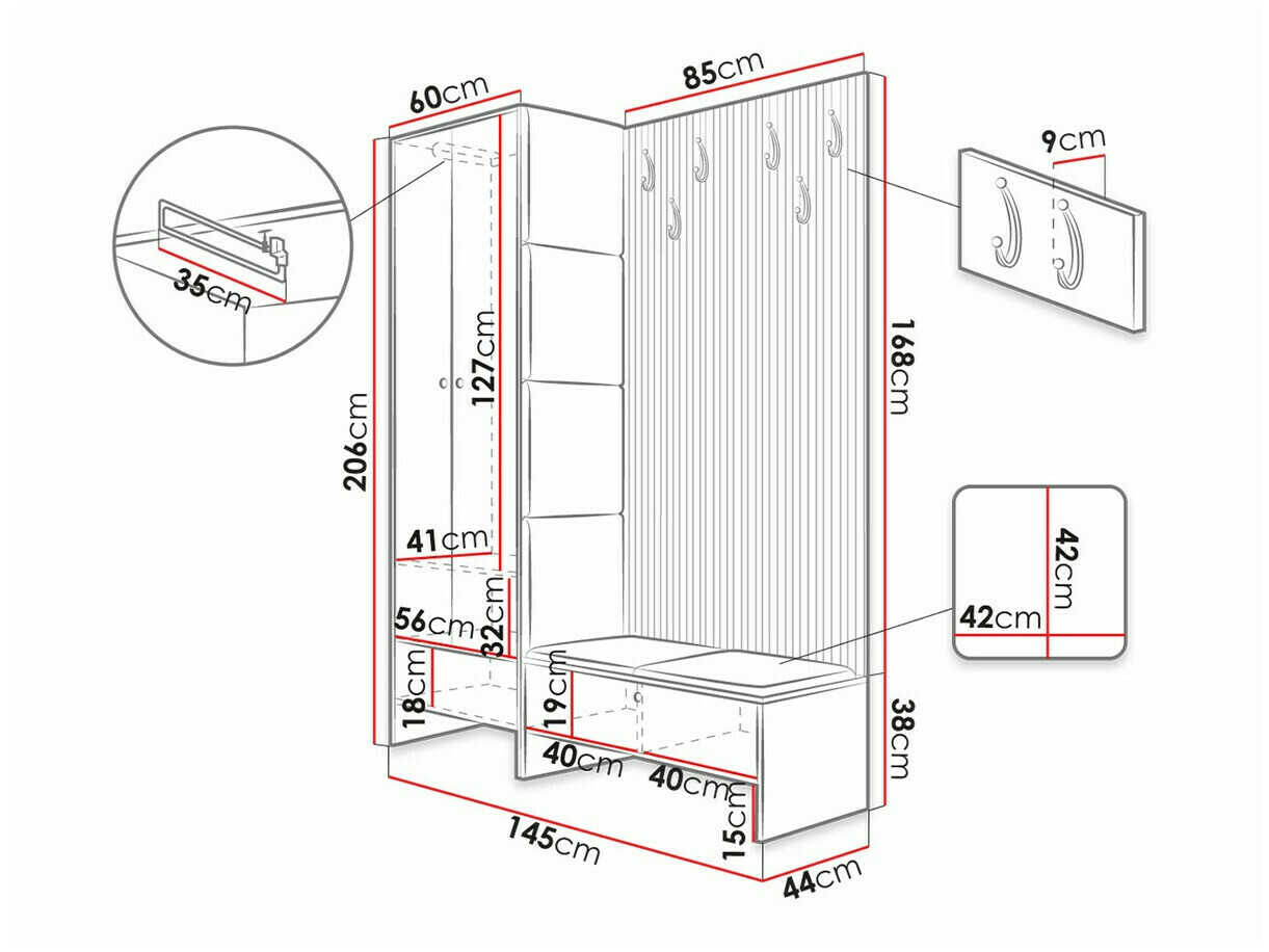Прихожая Hartford 320 (Artisan дуб + Abriamo 3)