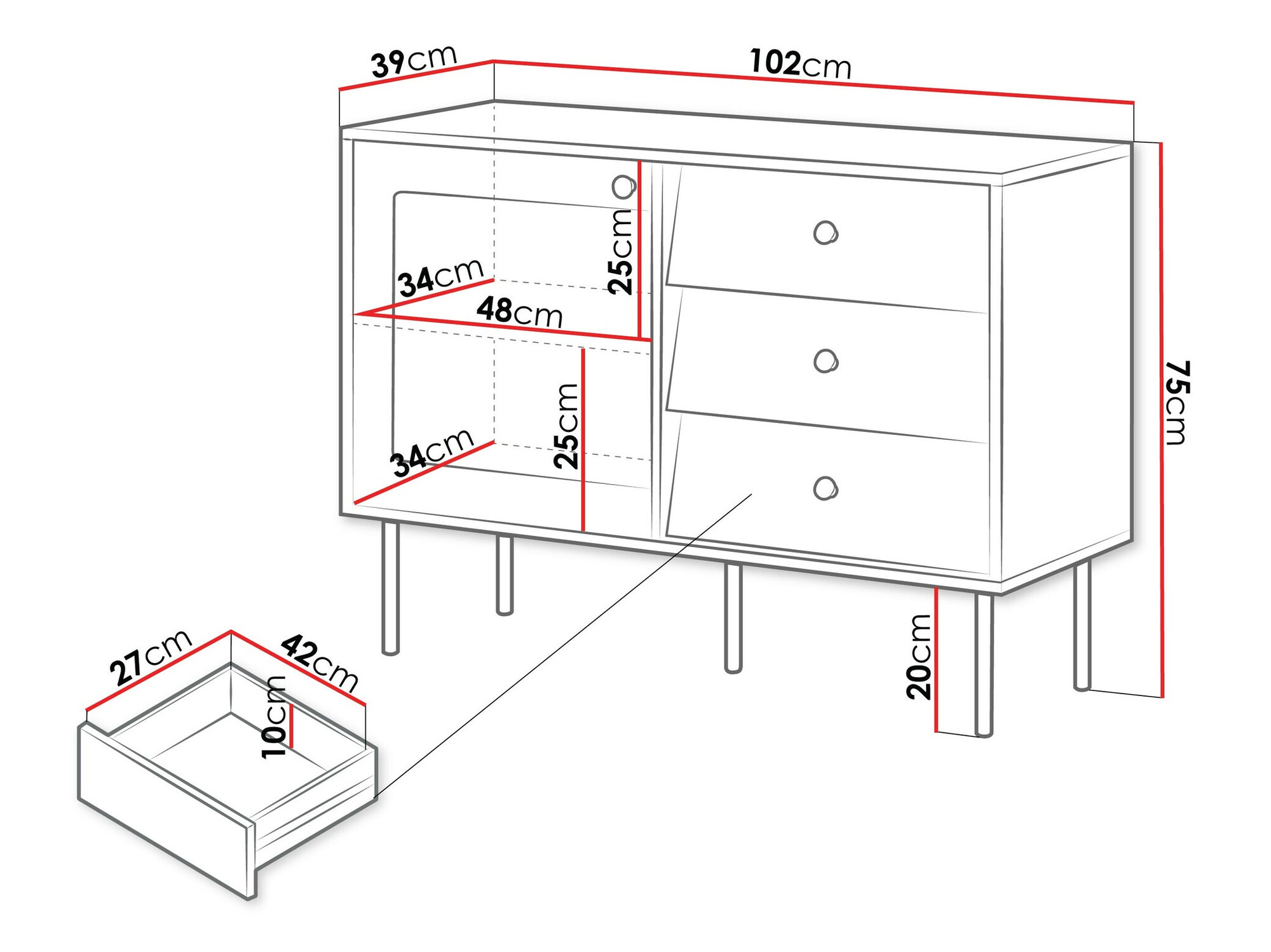 Kомод Feletri 100 (Чёрный)
