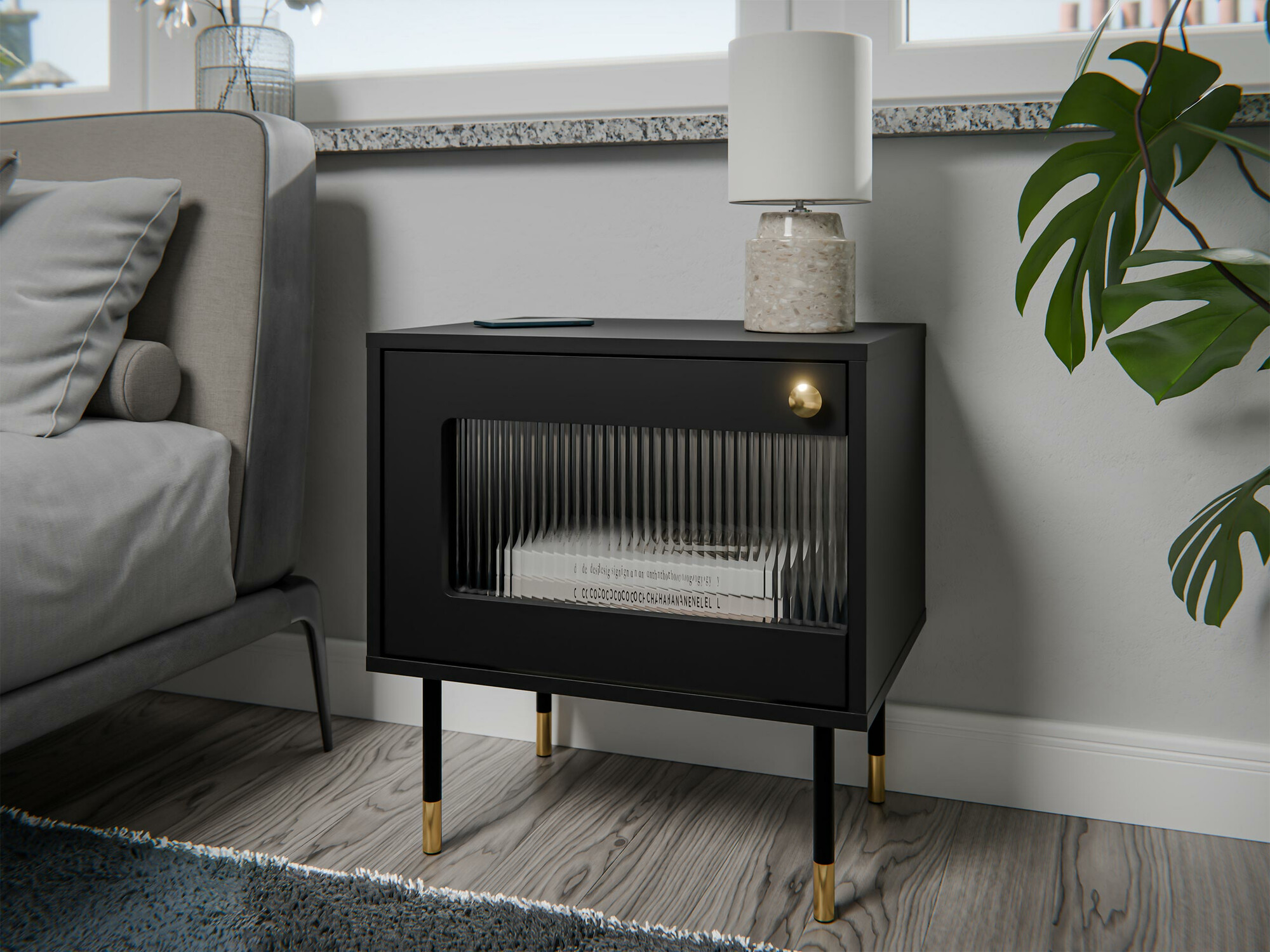 Комплект прикроватных тумбочек Feletri 107 (Чёрный)