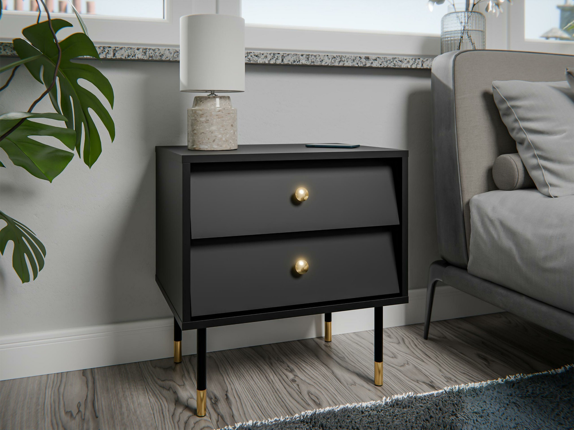 Naktsgaldiņu komplekts Feletri 106 (Melns)