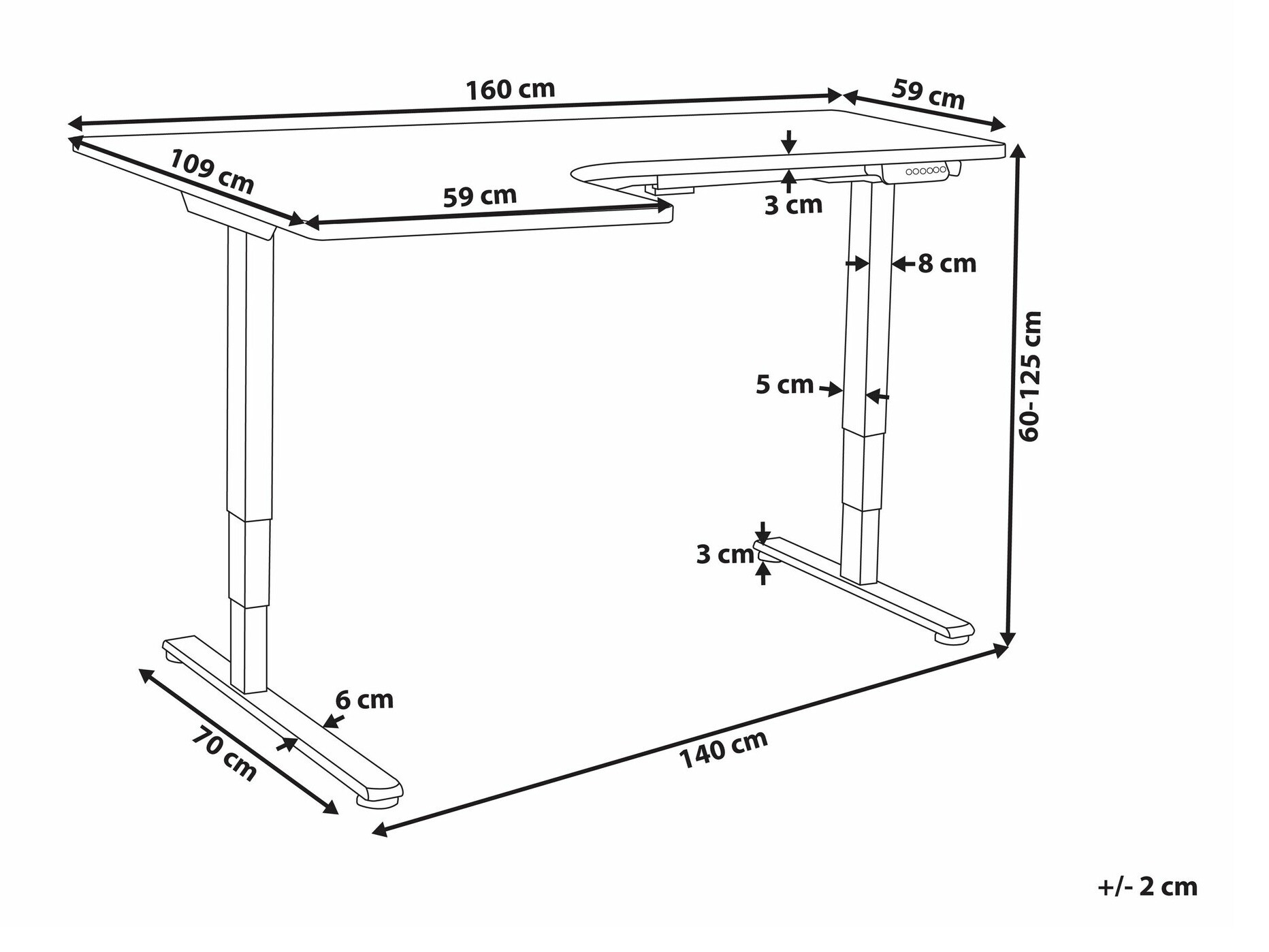 Rakstāmgalds ar regulējamu augstumu Berwyn 2224 (Melns)