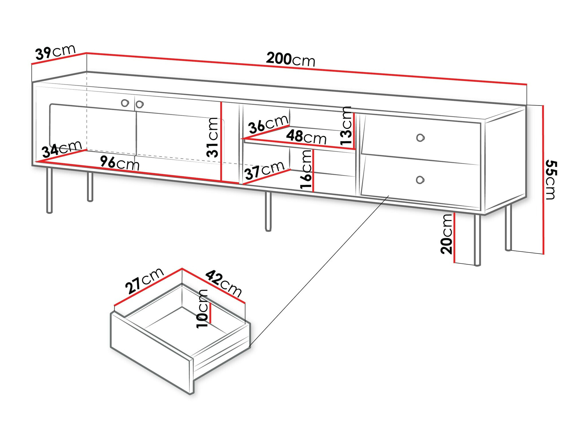 TV galds Feletri 103 (Balts)