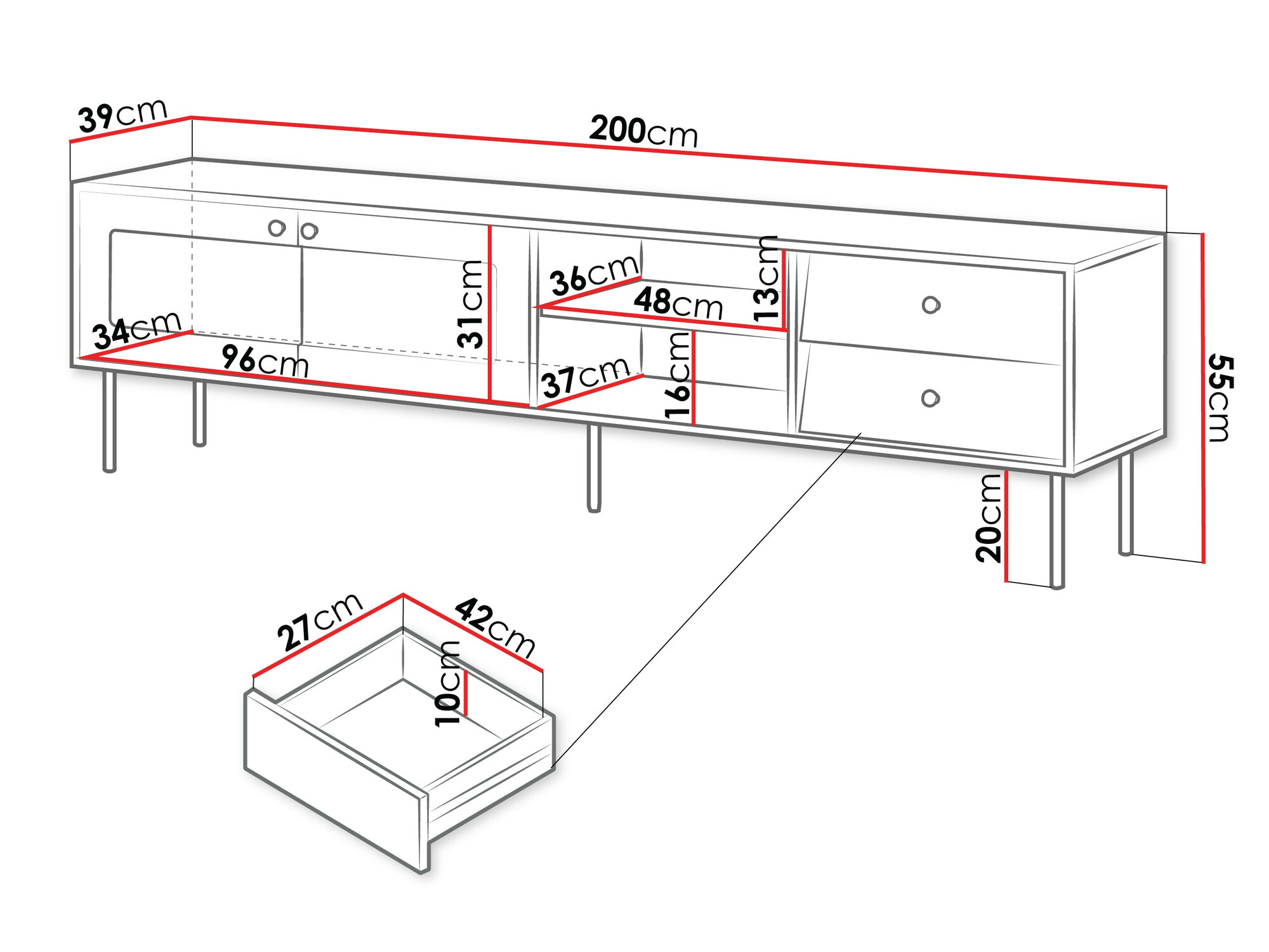 ТВ тумба Feletri 103 (Чёрный)