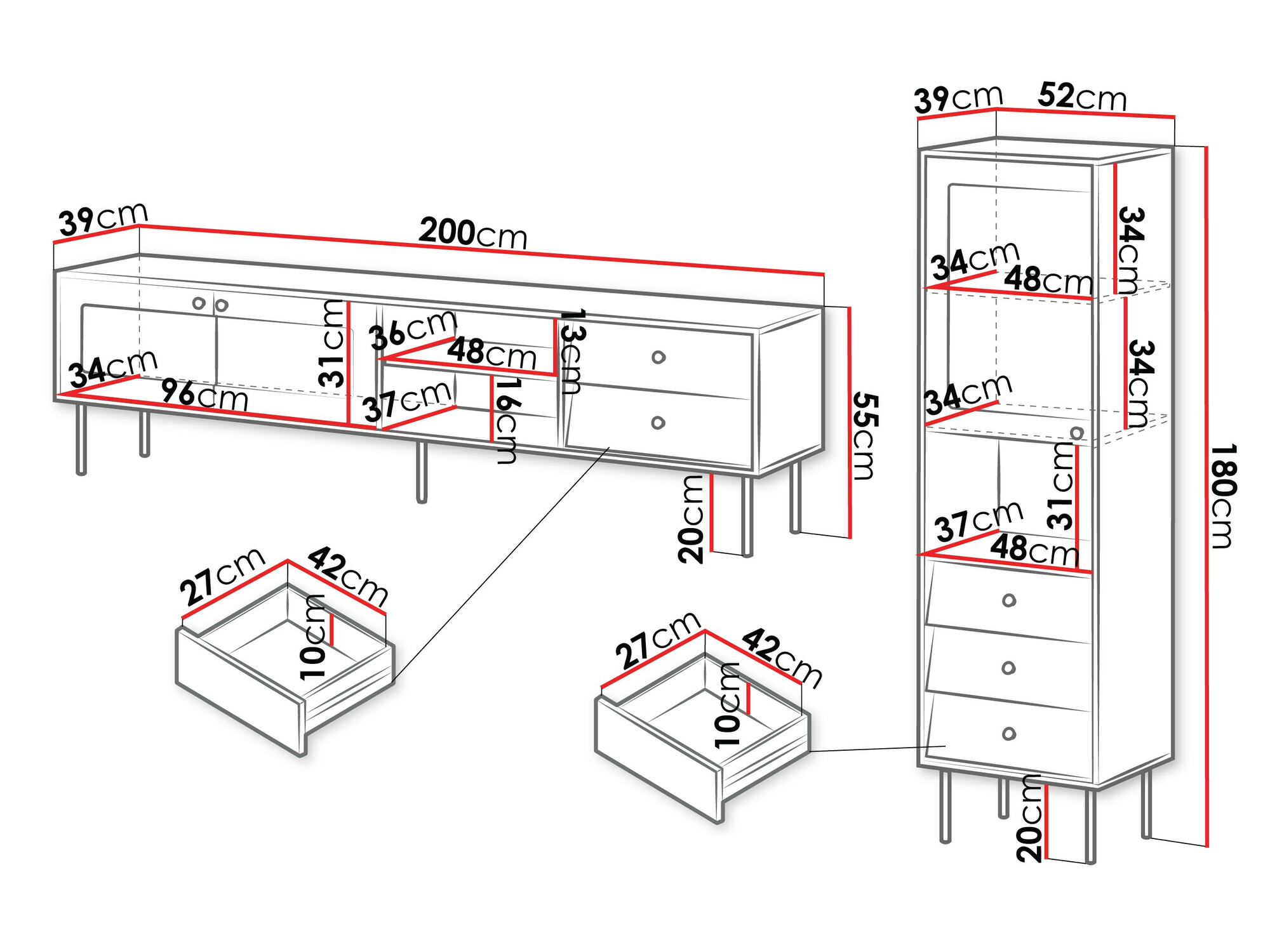 Viesistabas komplekts Feletri 109 (Melns)