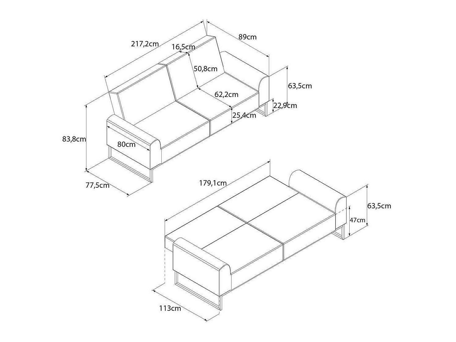 Dīvāns gulta CosmoLiving by Cosmopolitan 125 (Melns + Zaļš)