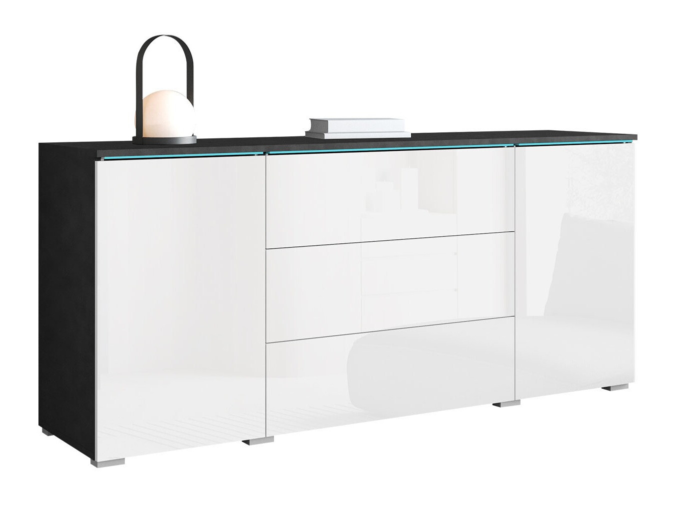 Kumode Sarasota 142 (Matera pelēks + Glancēts balts)