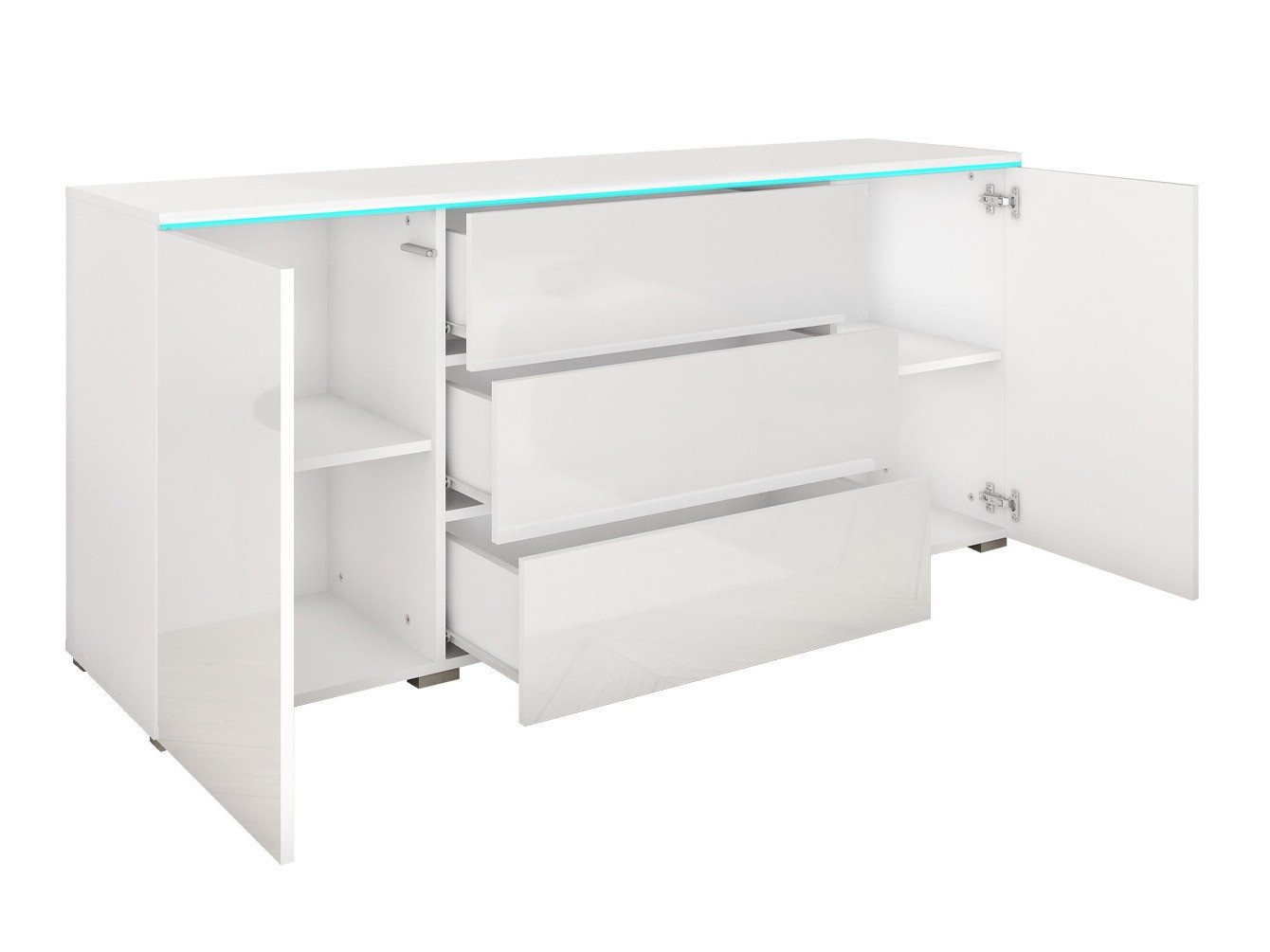 Kumode Sarasota 142 (Matera pelēks + Glancēts balts)